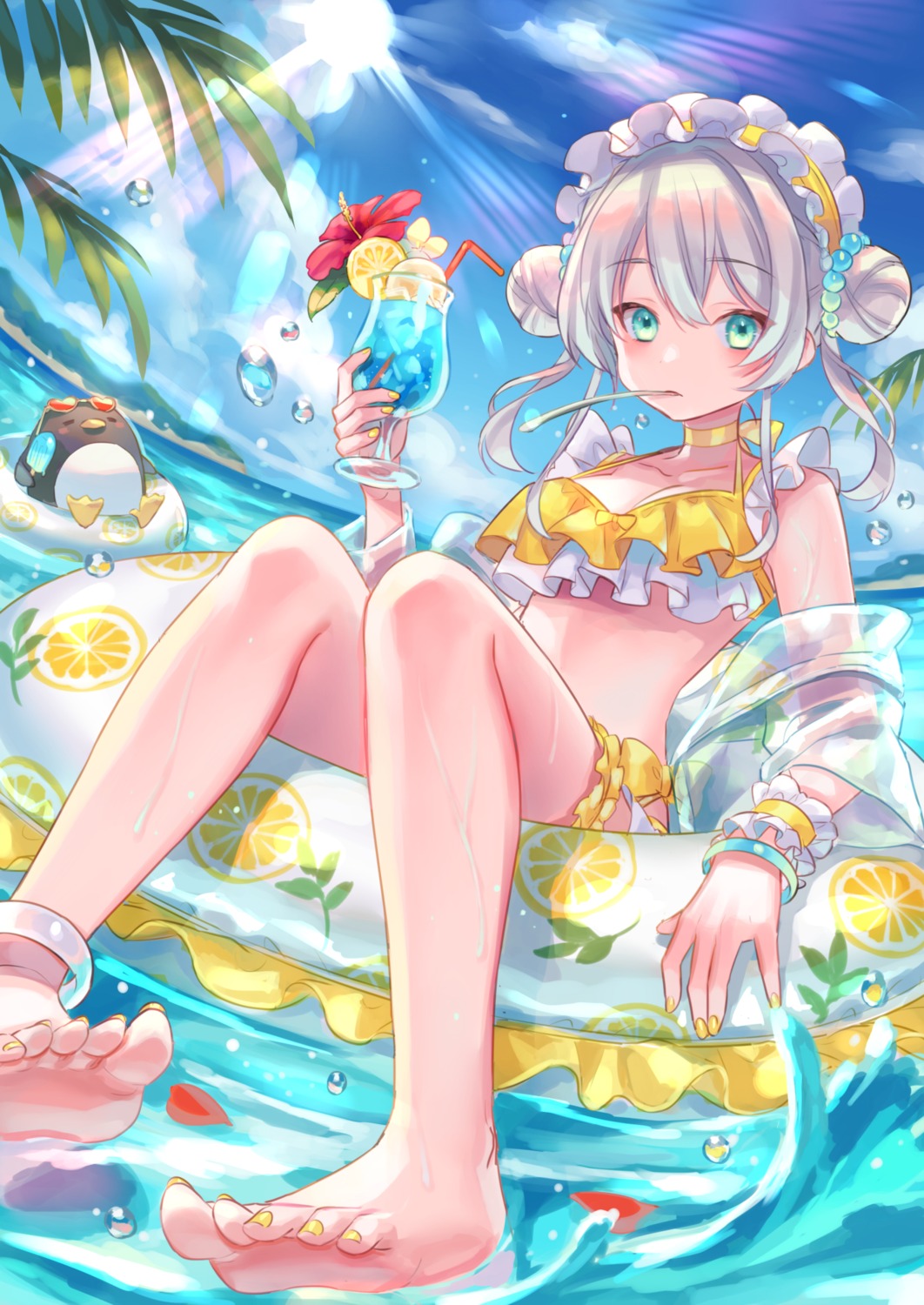 bikini, feet, open_shirt, see_through, swimsuits, wet, zoff_(daria)