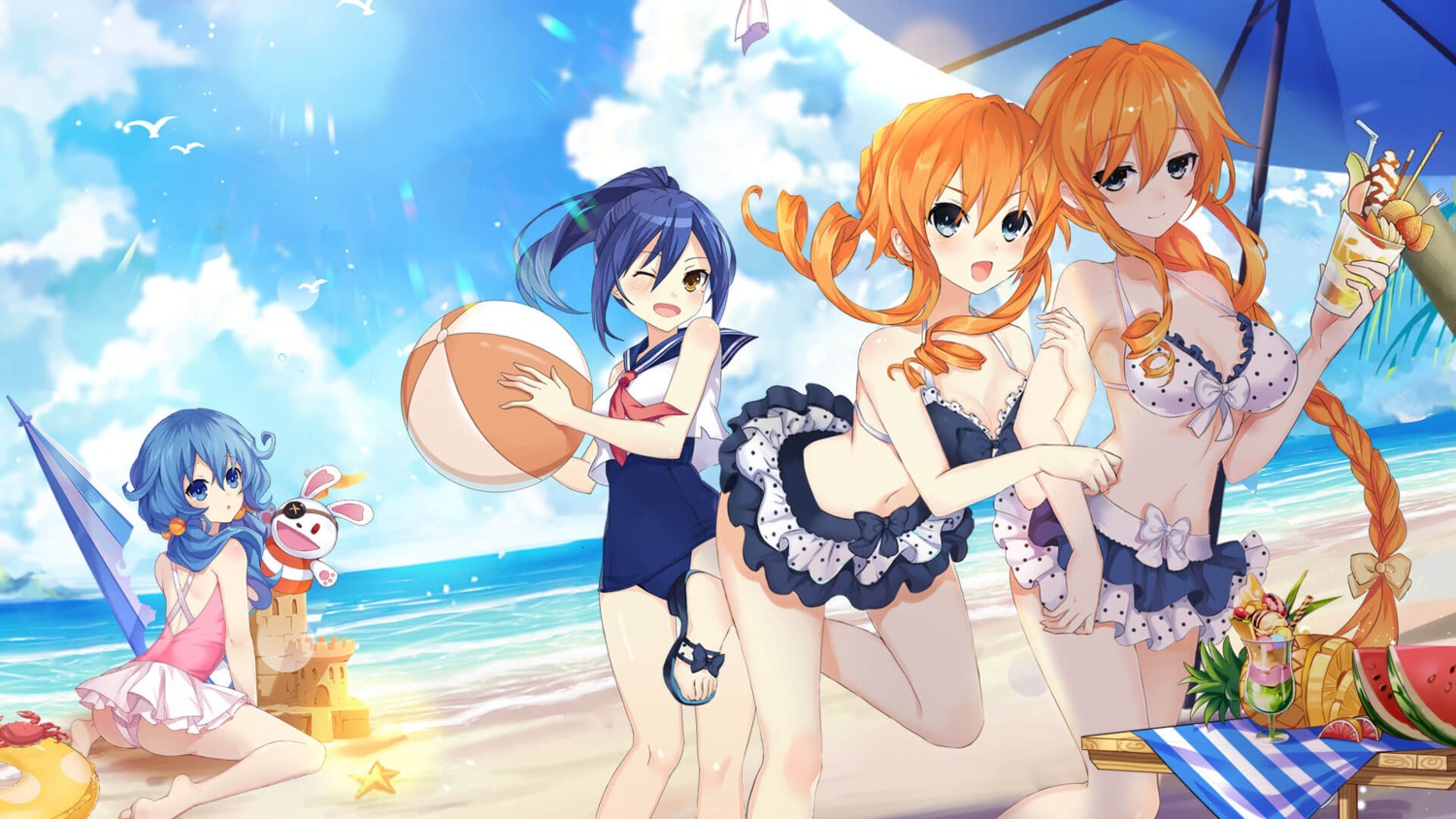 ass, bikini, cleavage, date_a_live, himekawa_yoshino, school_swimsuit, seifuku, swimsuits