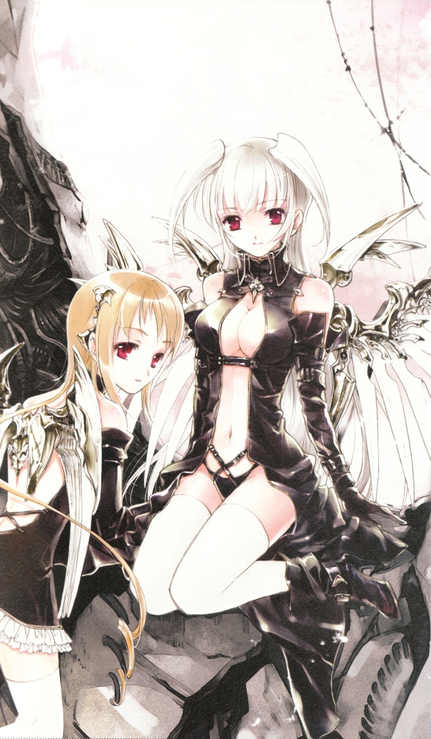 cleavage, kuramoto_kaya, pieces_of_the_world, thighhighs, wings