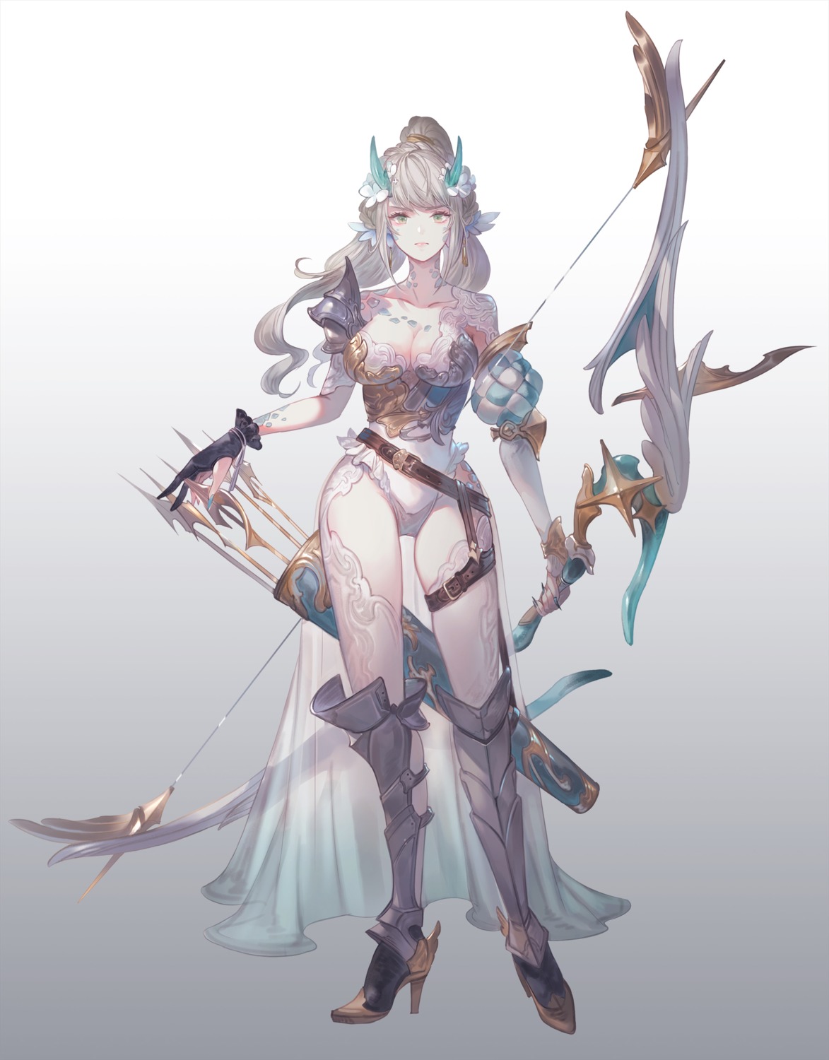 aka_tonbo_(lovetow), armor, garter, heels, horns, weapon