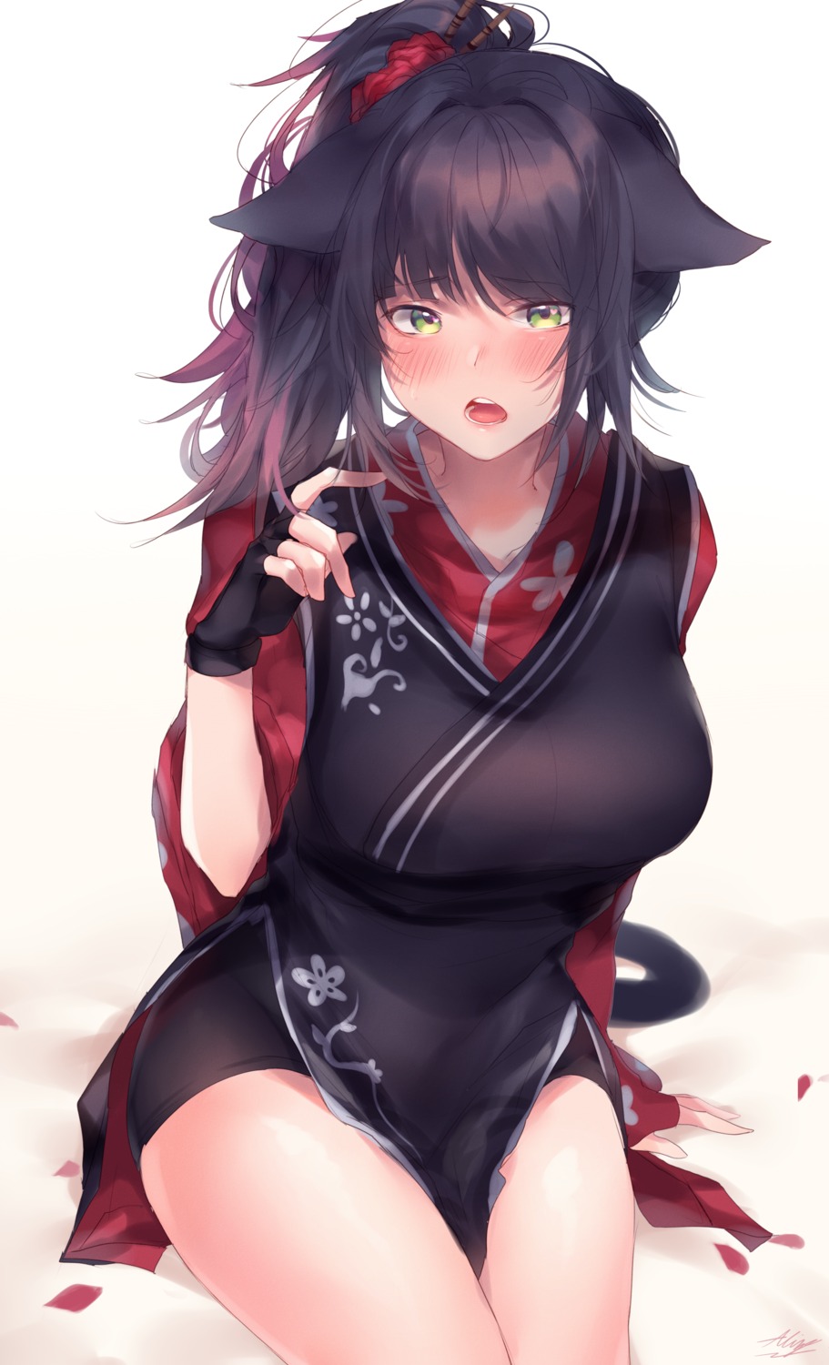 allze, animal_ears, arknights, asian_clothes, jessica_(arknights), tail