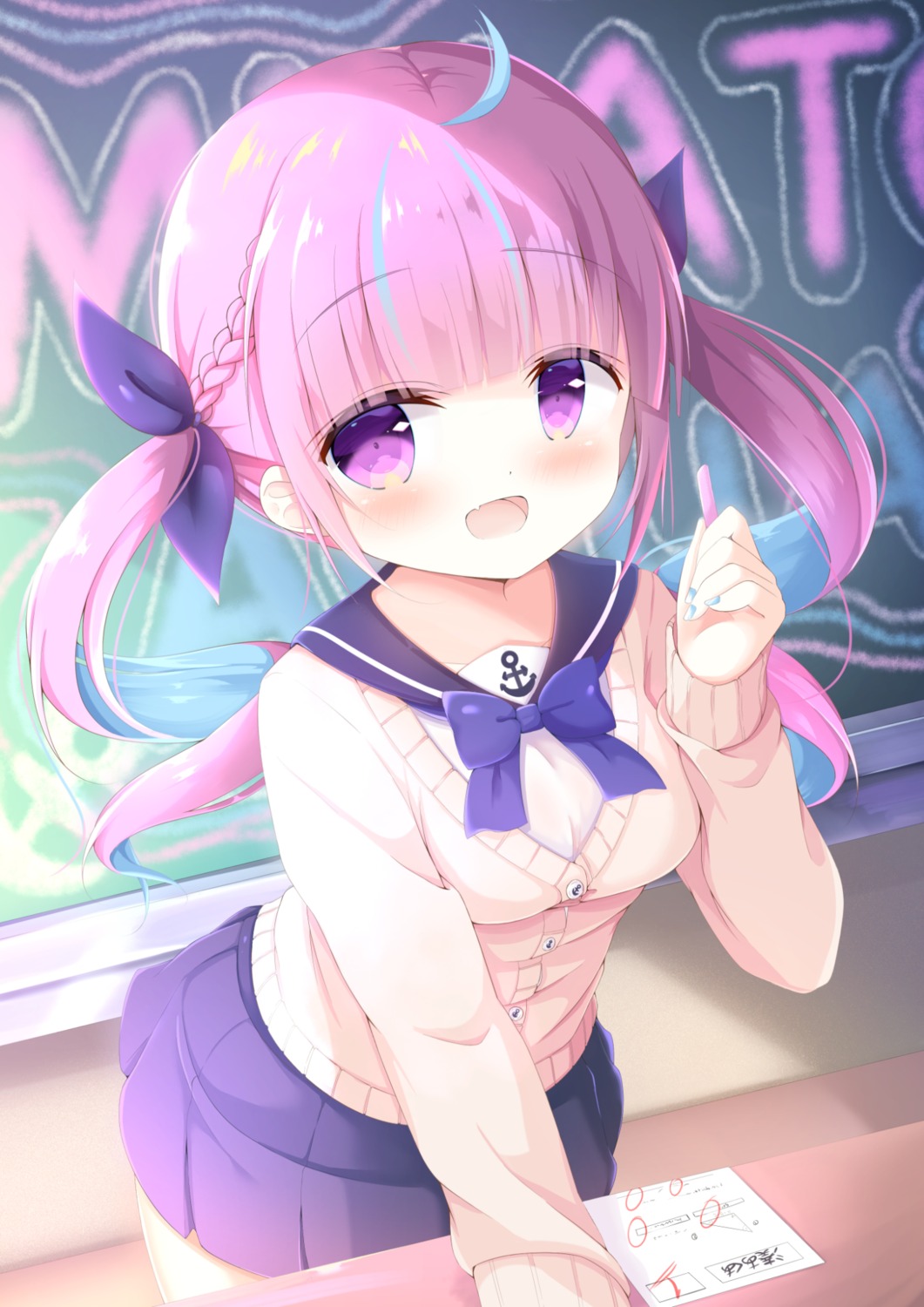 hololive, kittipat_jituatakul, minato_aqua, seifuku, sweater