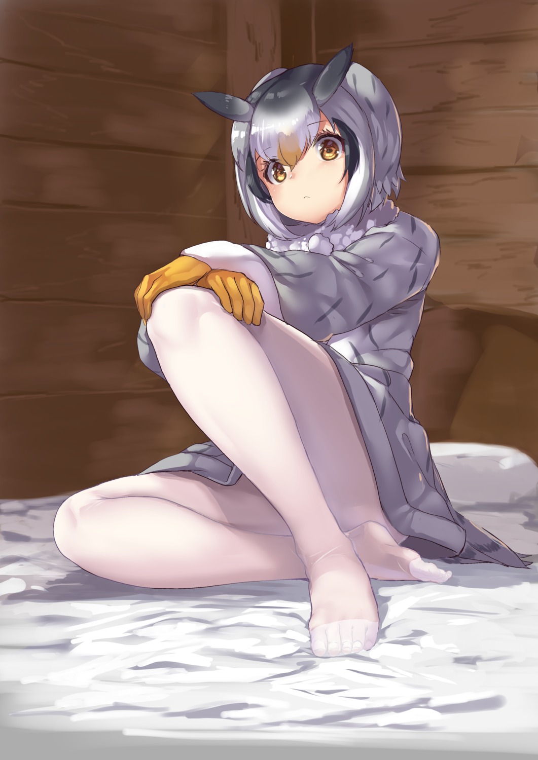feet, kemono_friends, northern_white-faced_owl, pantyhose, skirt_lift, tadano_magu