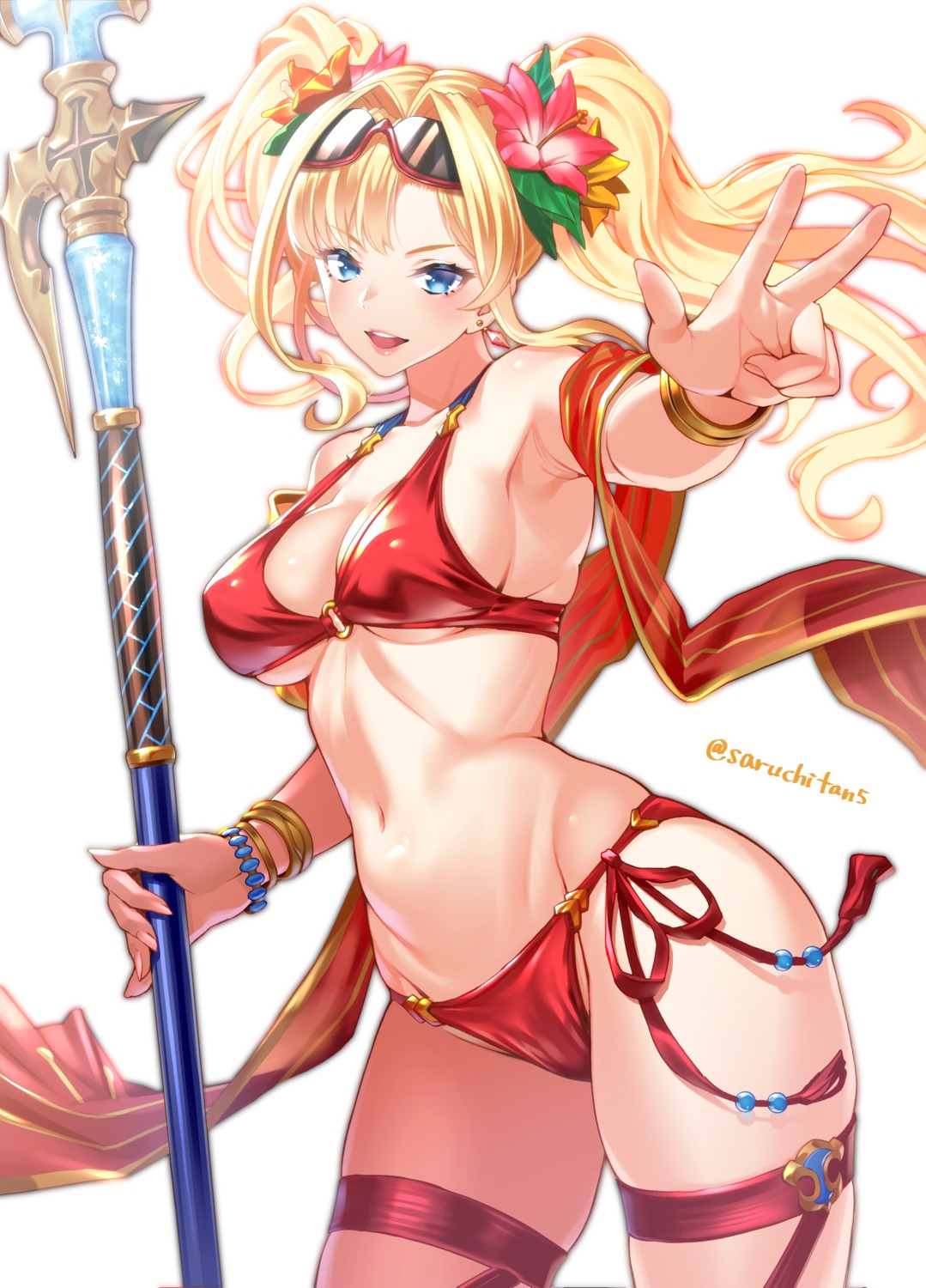 bikini, garter, granblue_fantasy, megane, saruchitan, swimsuits, weapon, zeta_(granblue_fantasy)