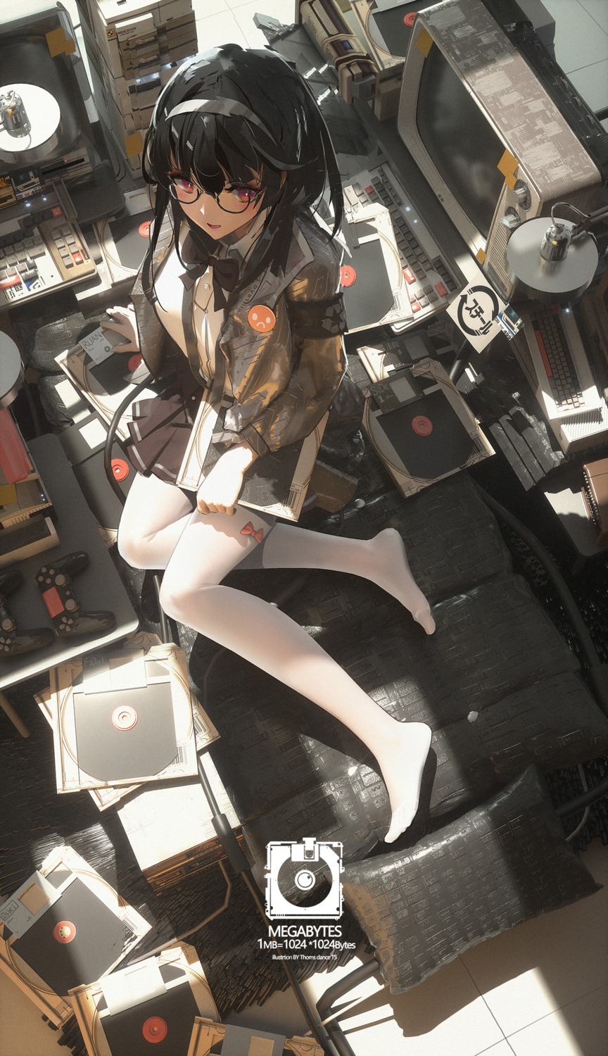 artist_revision, ibara_dance, megane, pantyhose, uniform