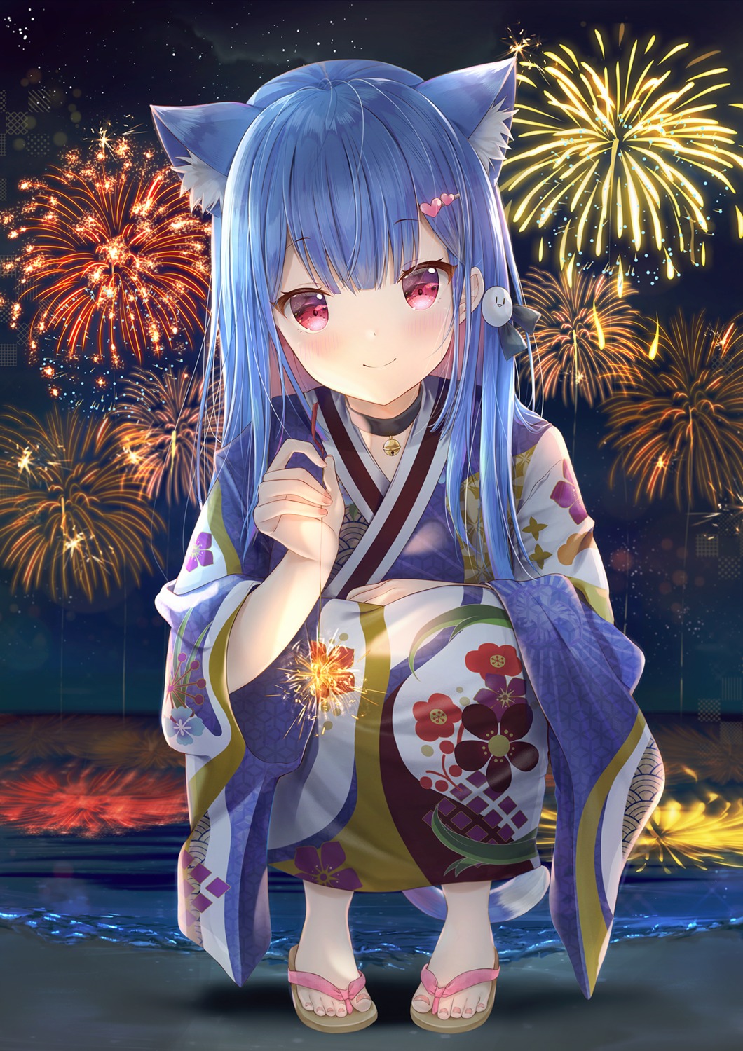 animal_ears, maruma_(maruma_gic), nekomimi, tail, yukata
