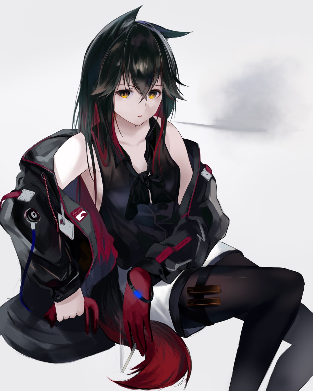 animal_ears, arknights, garter, mackia, pantyhose, tail, texas_(arknights)