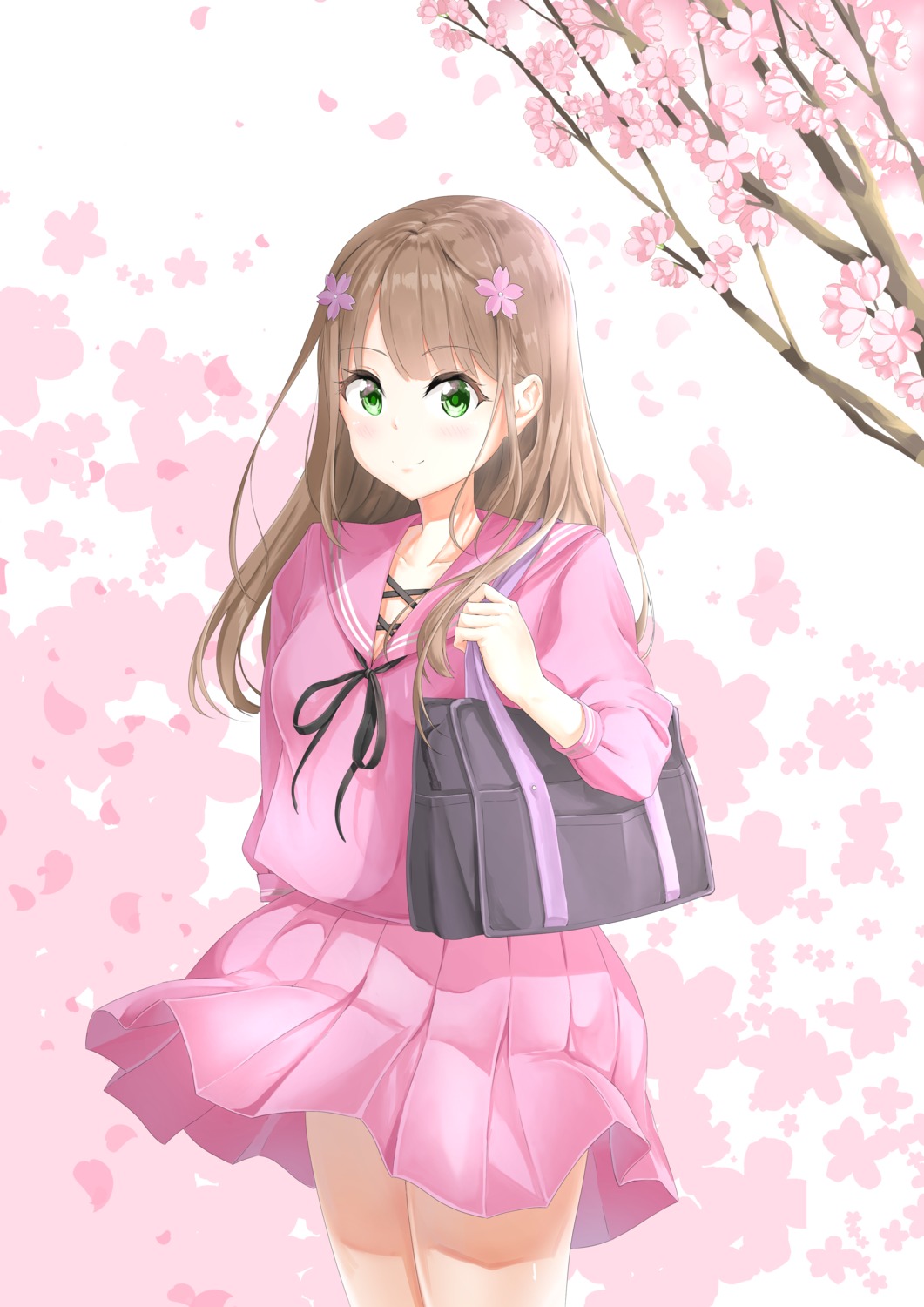 cleavage, rissenka, seifuku, skirt_lift