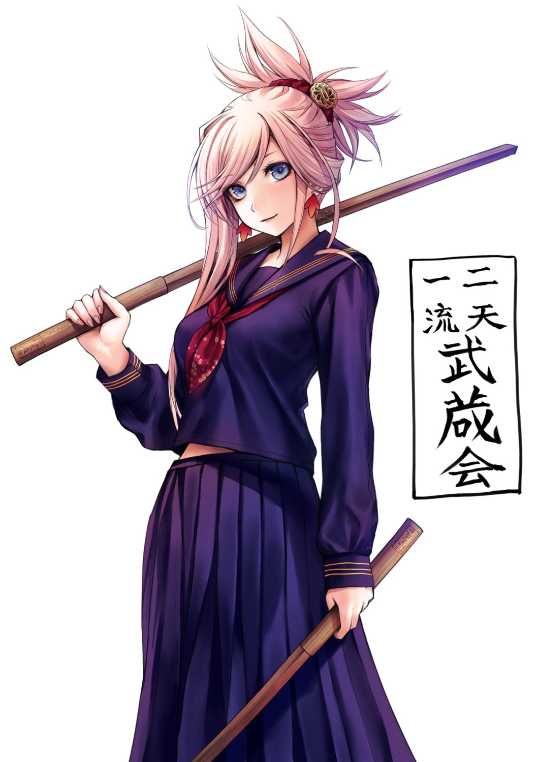 applekun, fate/grand_order, miyamoto_musashi_(fate), seifuku, sword