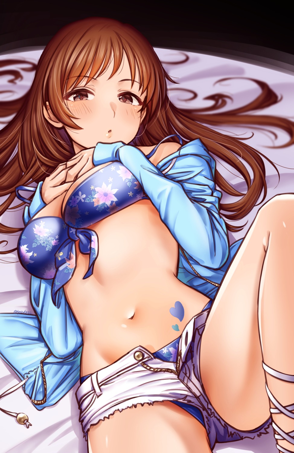bikini, chiyosuke_(nosuke21), nitta_minami, open_shirt, swimsuits, tattoo, the_idolm@ster, the_idolm@ster_cinderella_girls