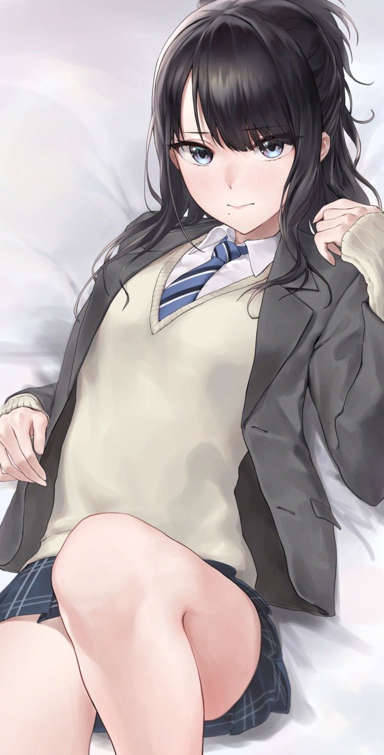 kazano_hiori, monegi, seifuku, skirt_lift, sweater, the_idolm@ster, the_idolm@ster_shiny_colors