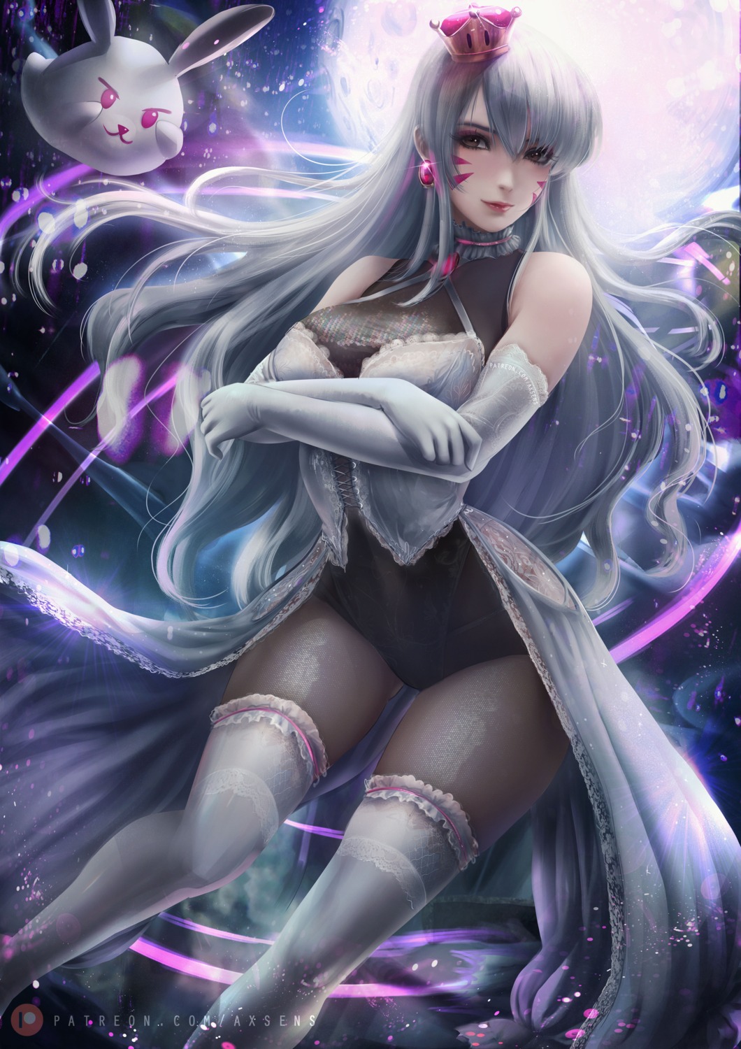 axsens, cosplay, d.va, leotard, new_super_mario_bros._u_deluxe, overwatch, pantyhose, princess_king_boo, thighhighs