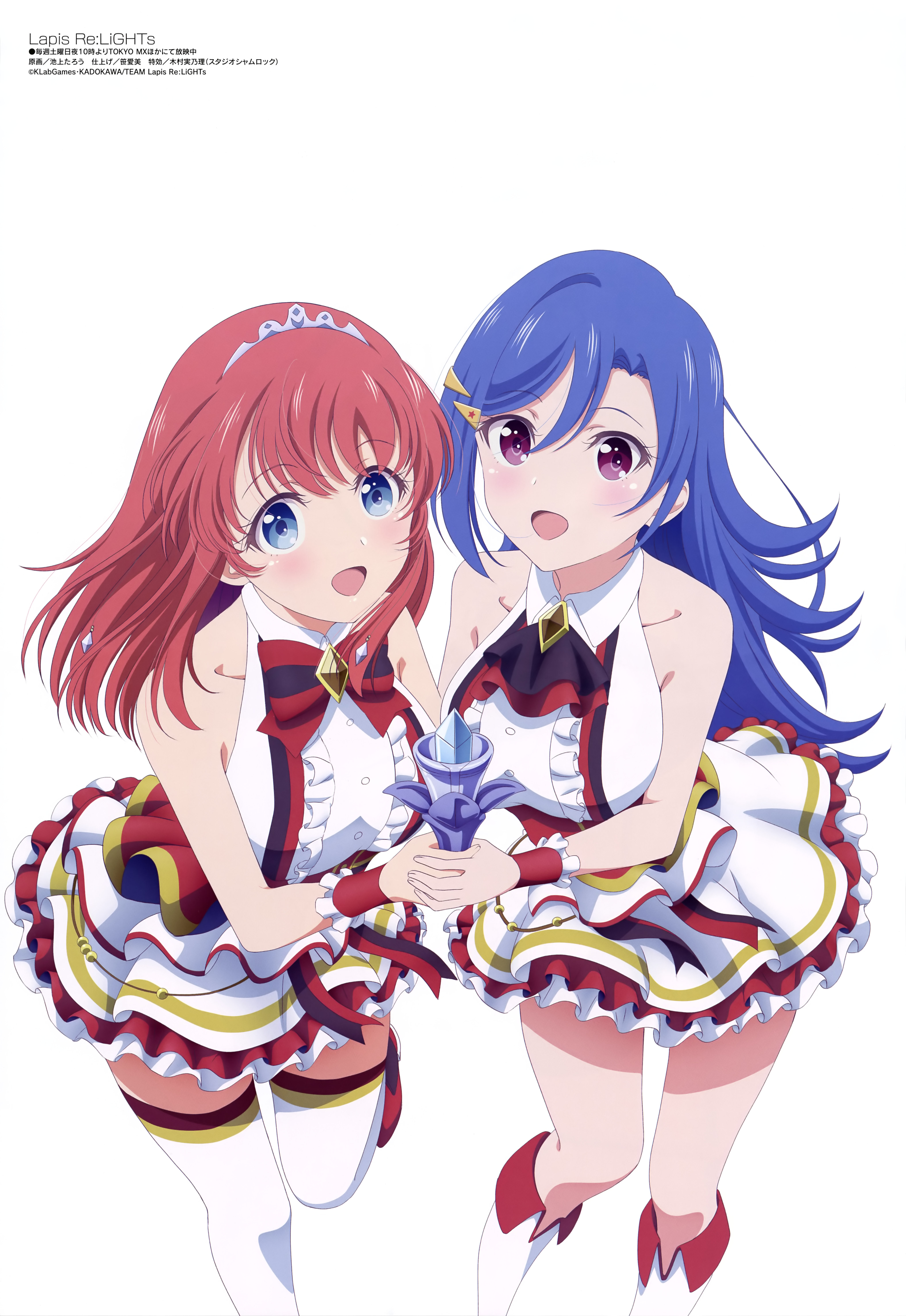 ikegami_tarou, lapis_re:lights, rosetta_(lapis_re:lights), skirt_lift, thighhighs, tiara_(lapis_re:lights), uniform