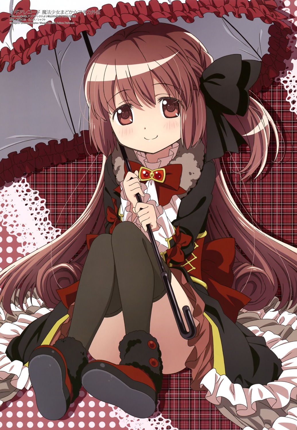 dress, gothic_lolita, lolita_fashion, magia_record:_mahou_shoujo_madoka_magica_gaiden, mahou_shoujo_madoka_magica, miyajima_hitoshi, satomi_touka, skirt_lift