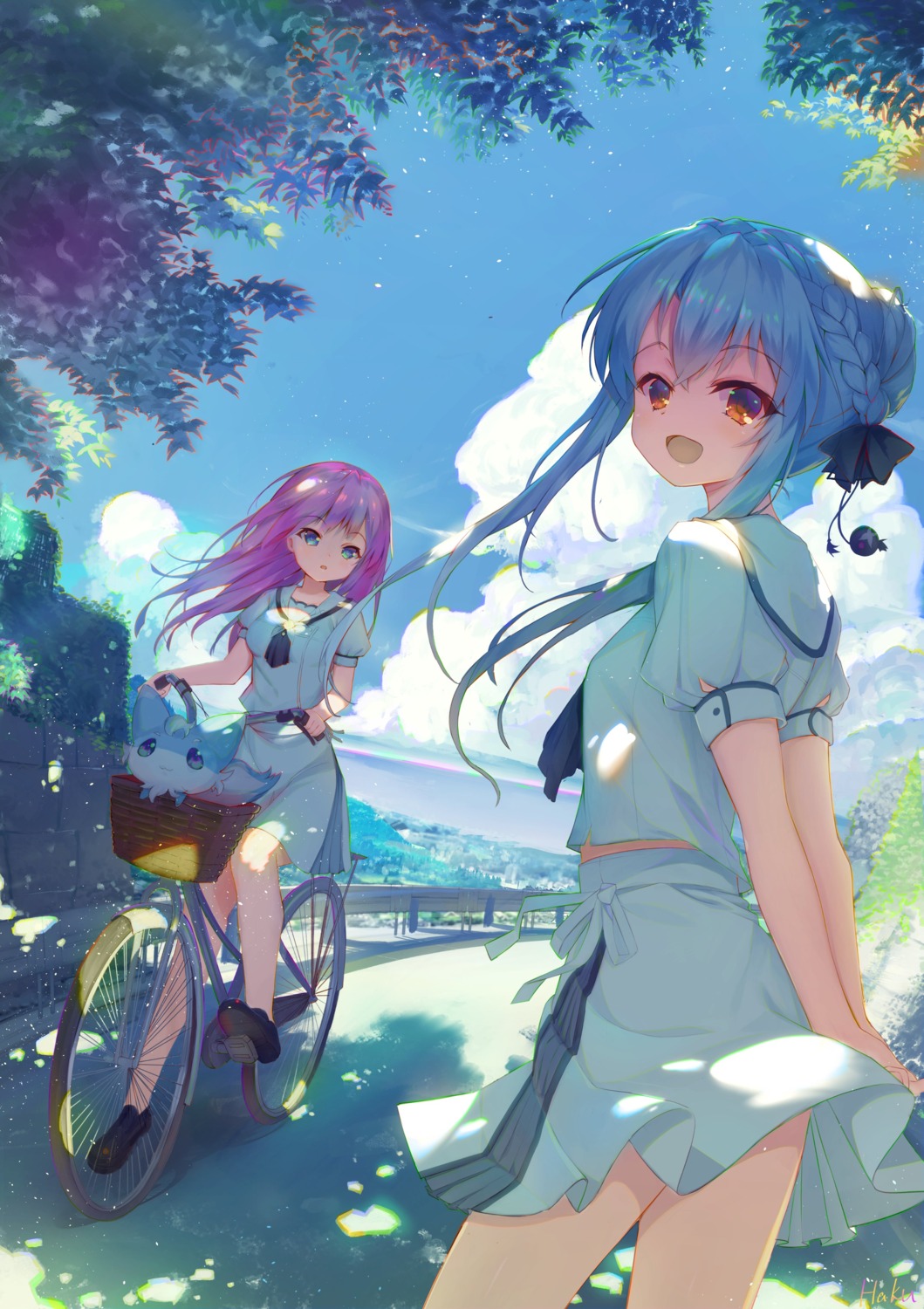 haku89, seifuku, skirt_lift, sorakado_ai, sorakado_ao, summer_pockets