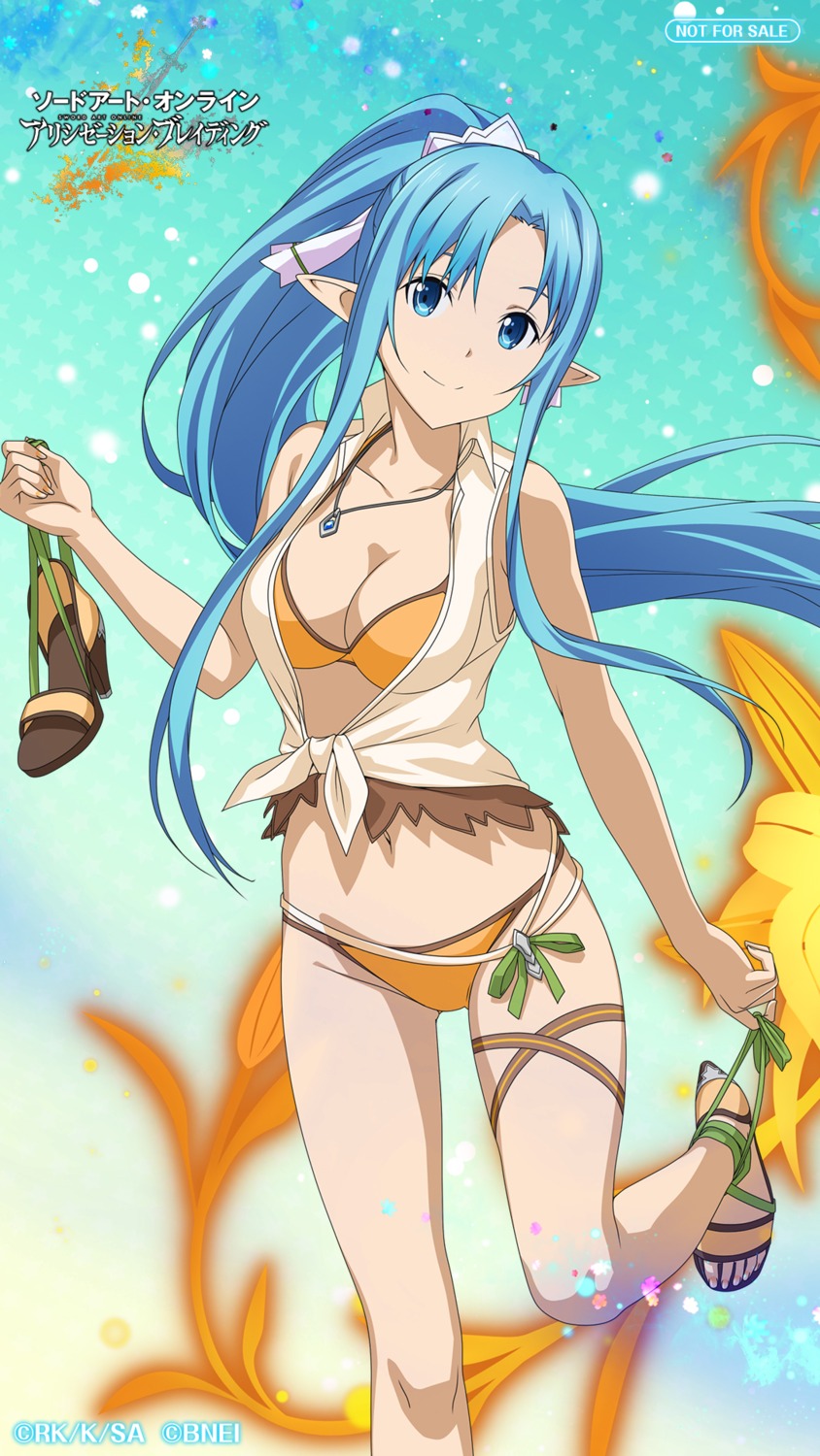 asuna_(sword_art_online), bikini, cleavage, elf, garter, open_shirt, pointy_ears, swimsuits, sword_art_online, sword_art_online_alicization, sword_art_online_alicization_blading