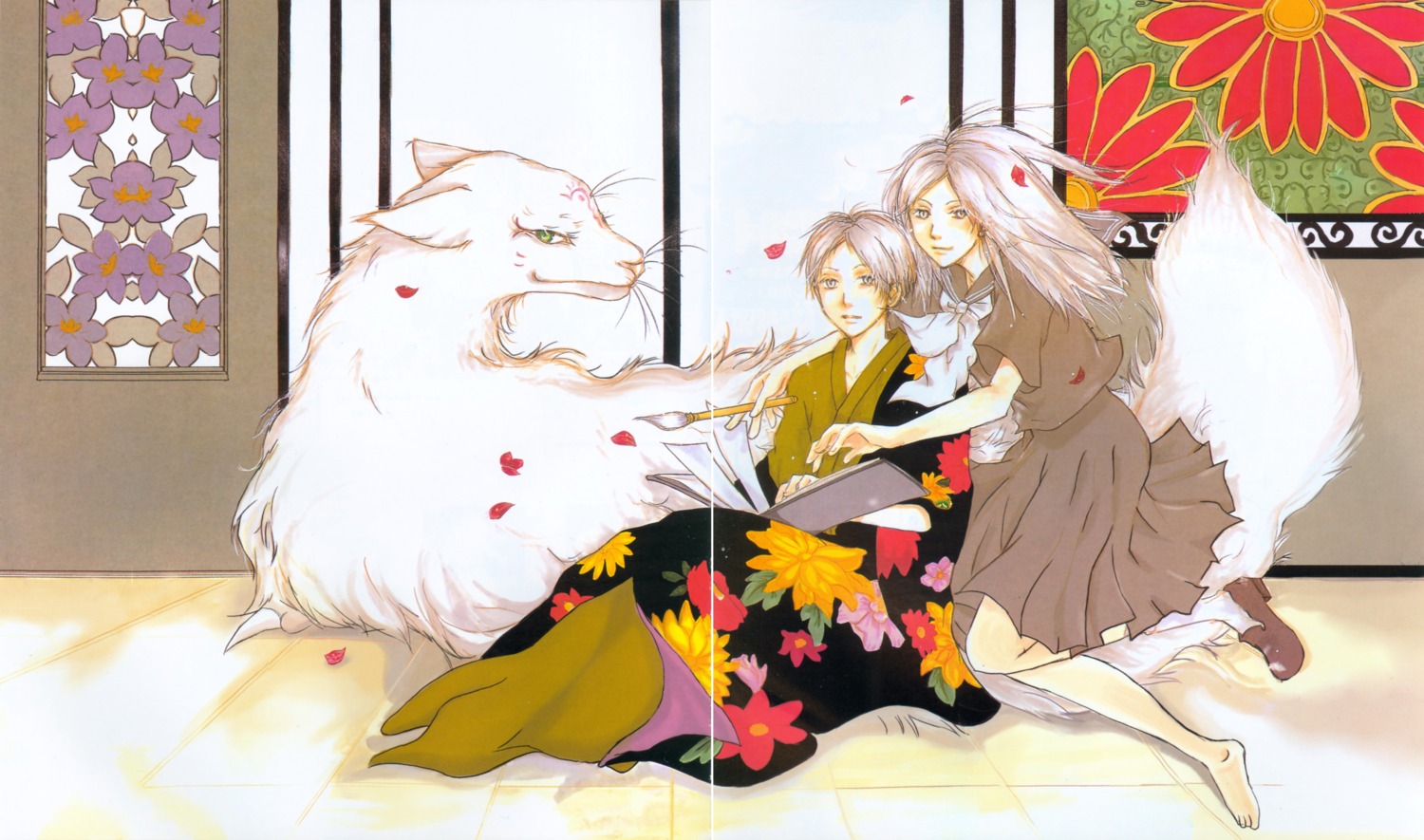 gap, kimono, madara_(natsume), midorikawa_yuki, natsume_reiko, natsume_takashi, natsume_yuujinchou, seifuku