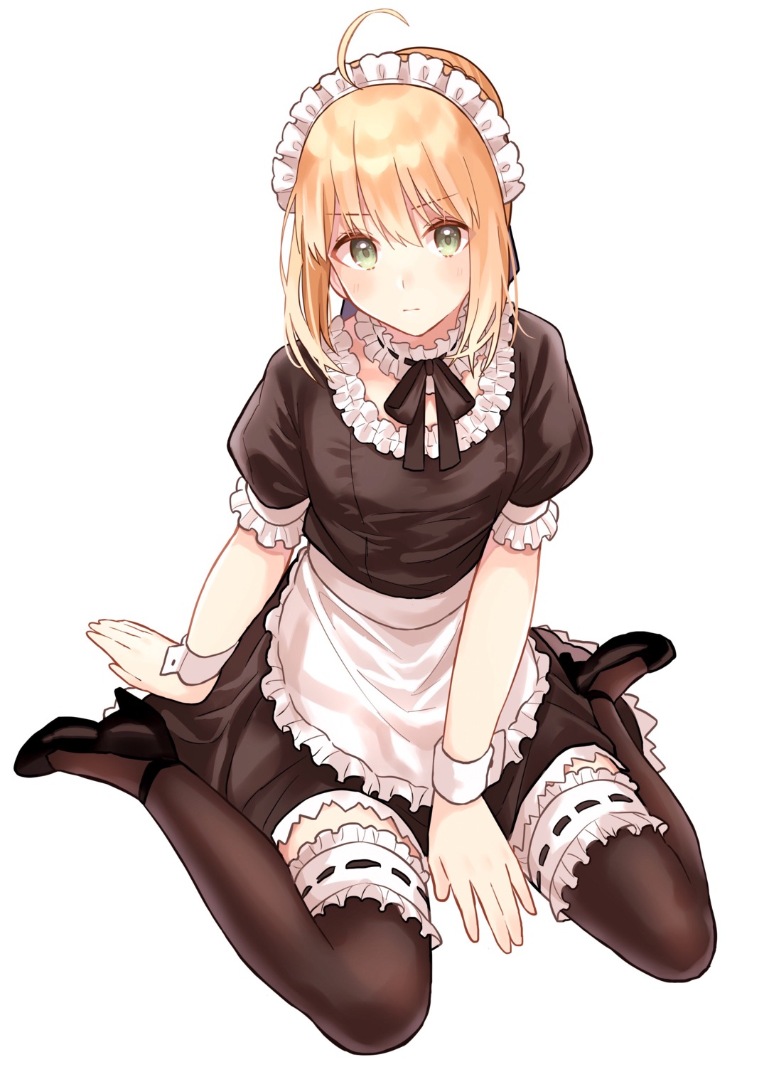 artoria_pendragon_(fate), fate/grand_order, heels, lq_saku, maid, thighhighs