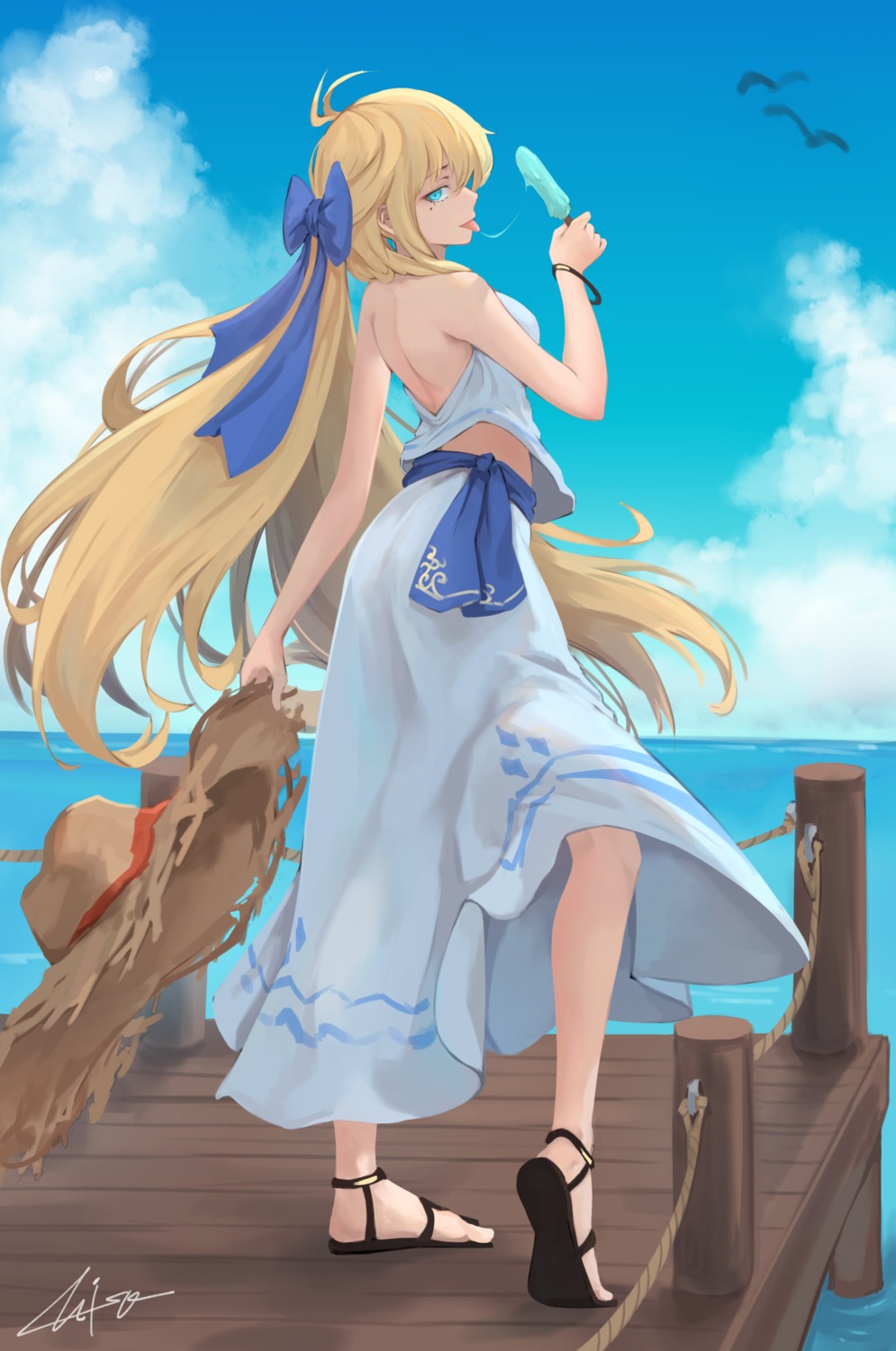 ass, miso_(b7669726), no_bra, skirt_lift