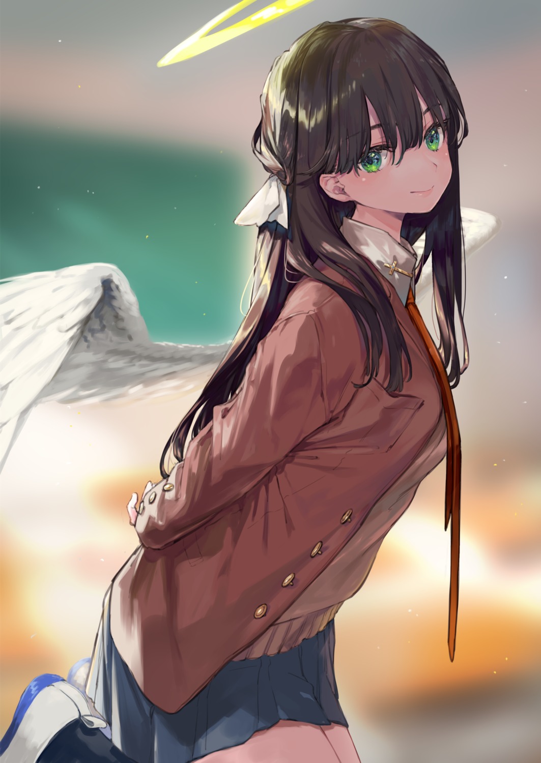 amana_(pocketkey), angel, sakurajima_mai, seifuku, seishun_buta_yarou, sweater, wings