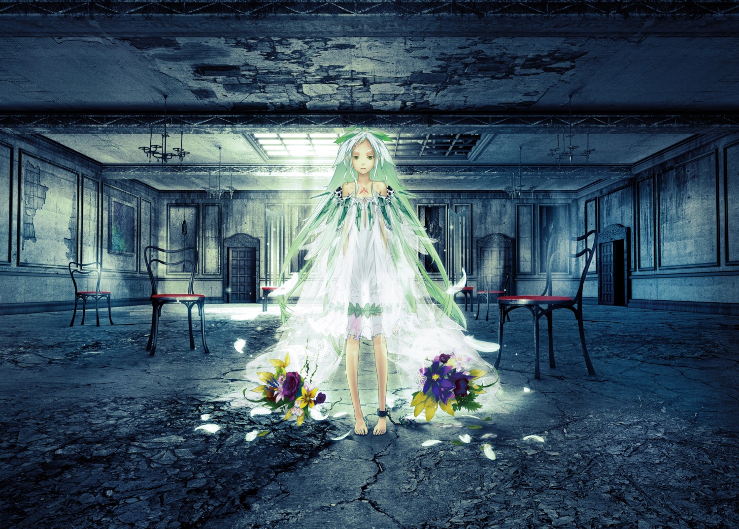 beatless, dress, no_bra, redjuice, see_through, snowdrop, tattoo