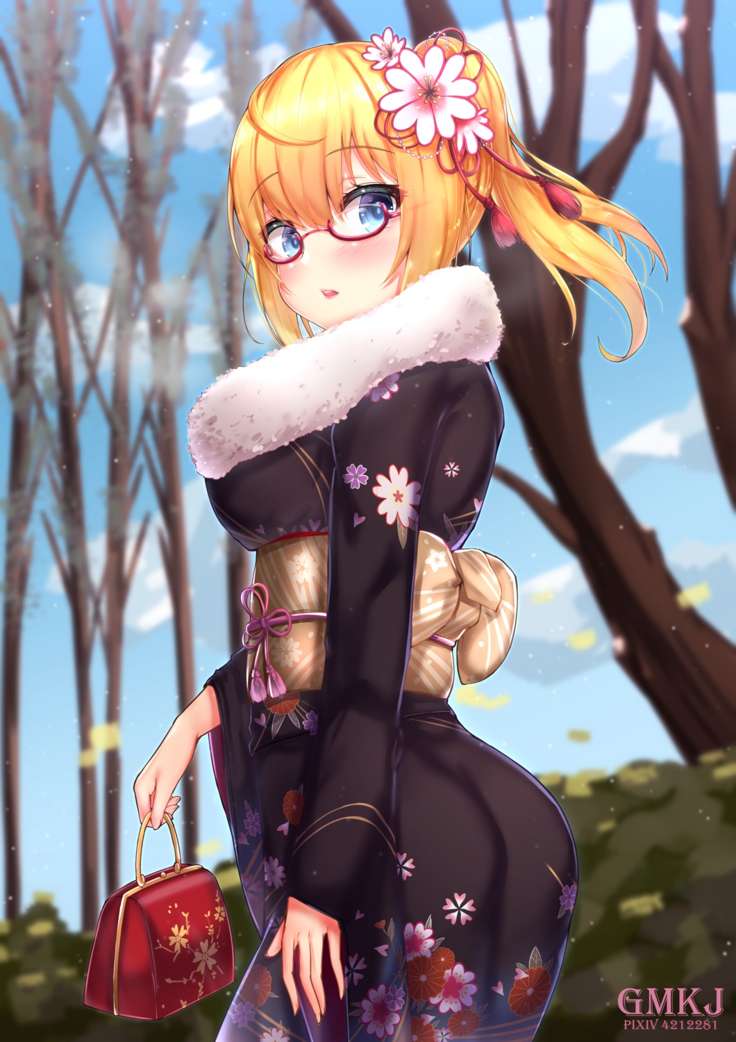 as_val_(girls_frontline), ass, girls_frontline, gmkj, kimono, megane