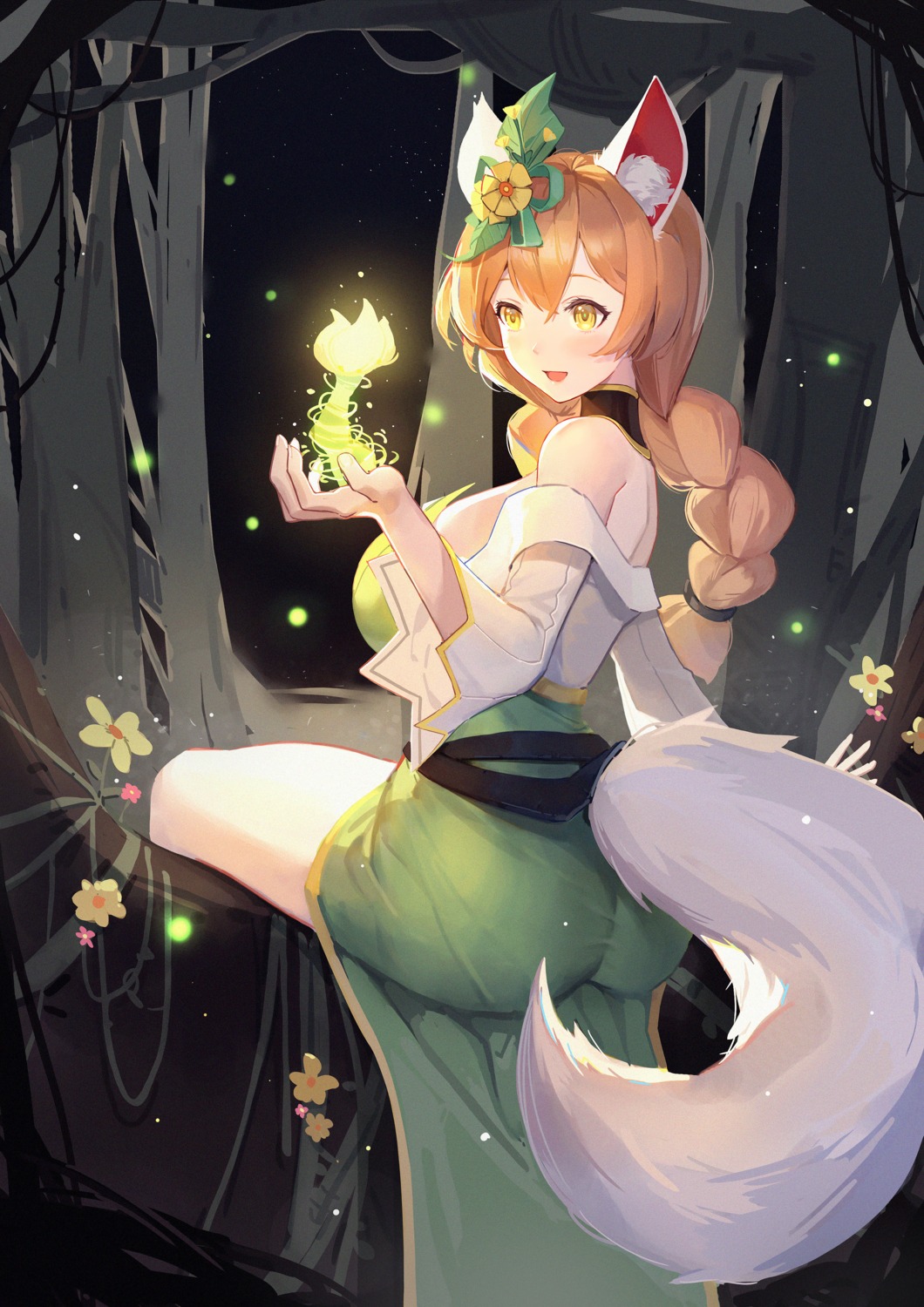 animal_ears, ass, cha_hou, dress, tail