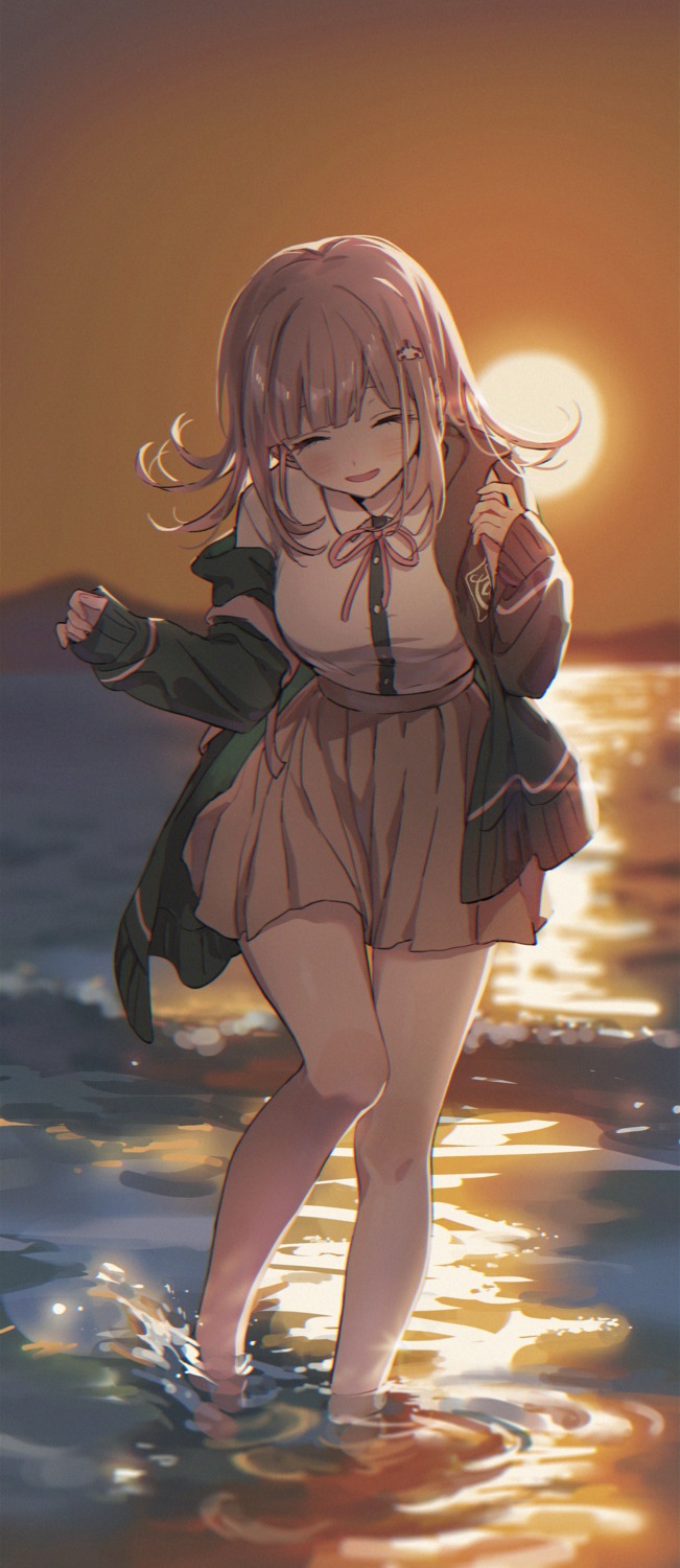 dangan-ronpa, io_(sinking=carousel), nanami_chiaki, seifuku, wet