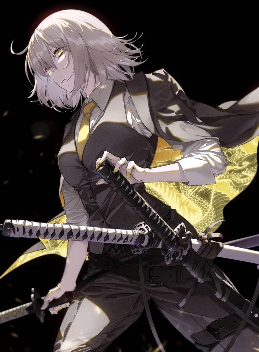 fate/grand_order, garter, jeanne_d'arc, jeanne_d'arc_alter_(fate), sword, tsurukame, uniform