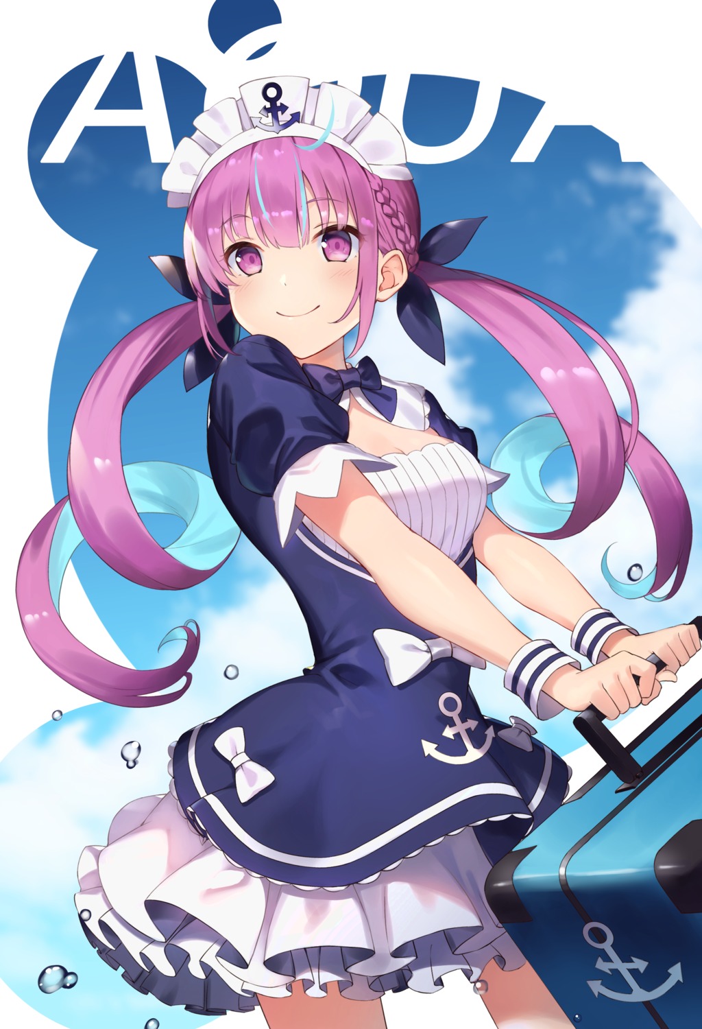 akanebi, cleavage, hololive, maid, minato_aqua