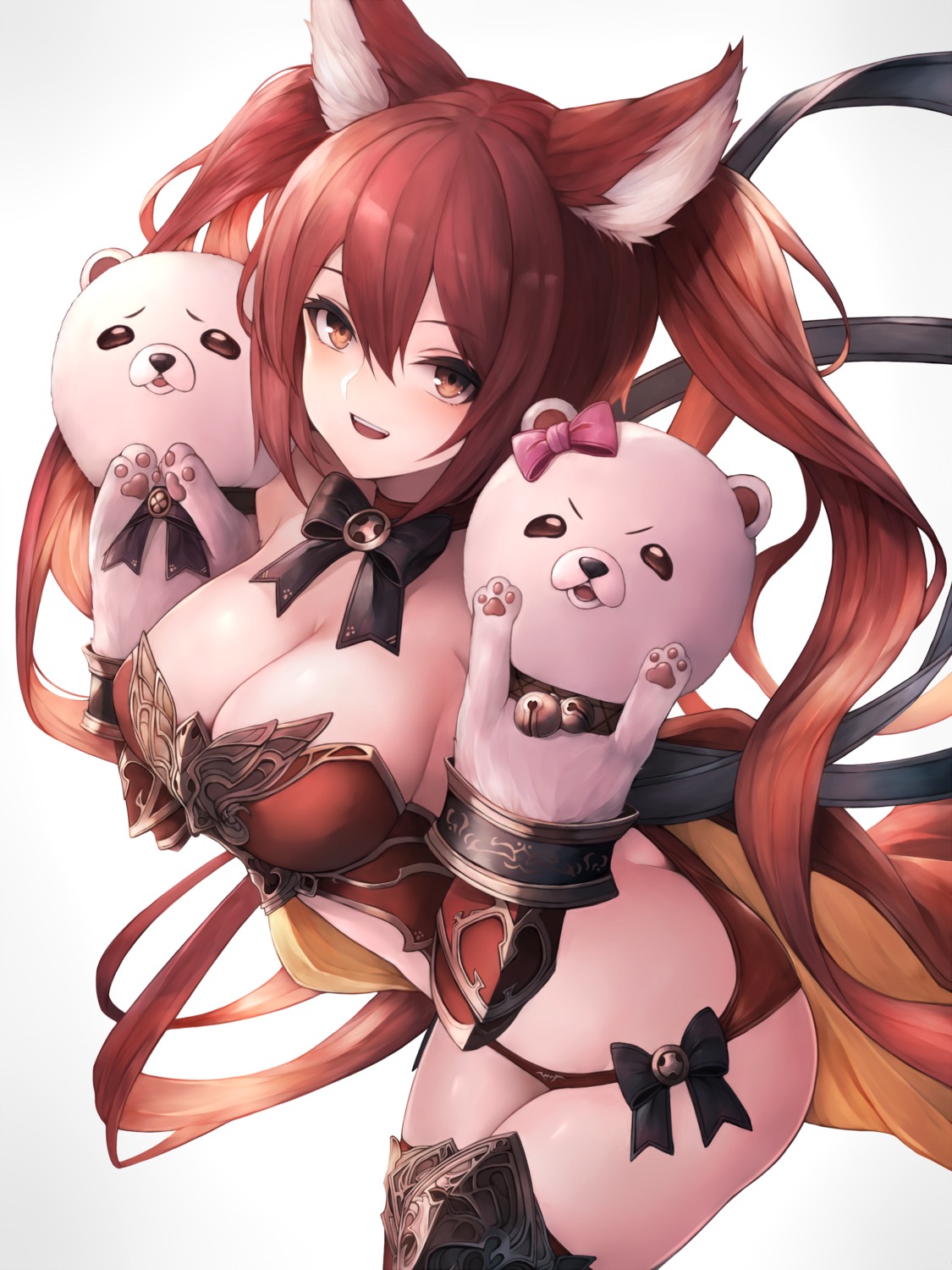 animal_ears, armor, artist_revision, bikini_armor, cerberus_(shingeki_no_bahamut), cleavage, granblue_fantasy, pantsu