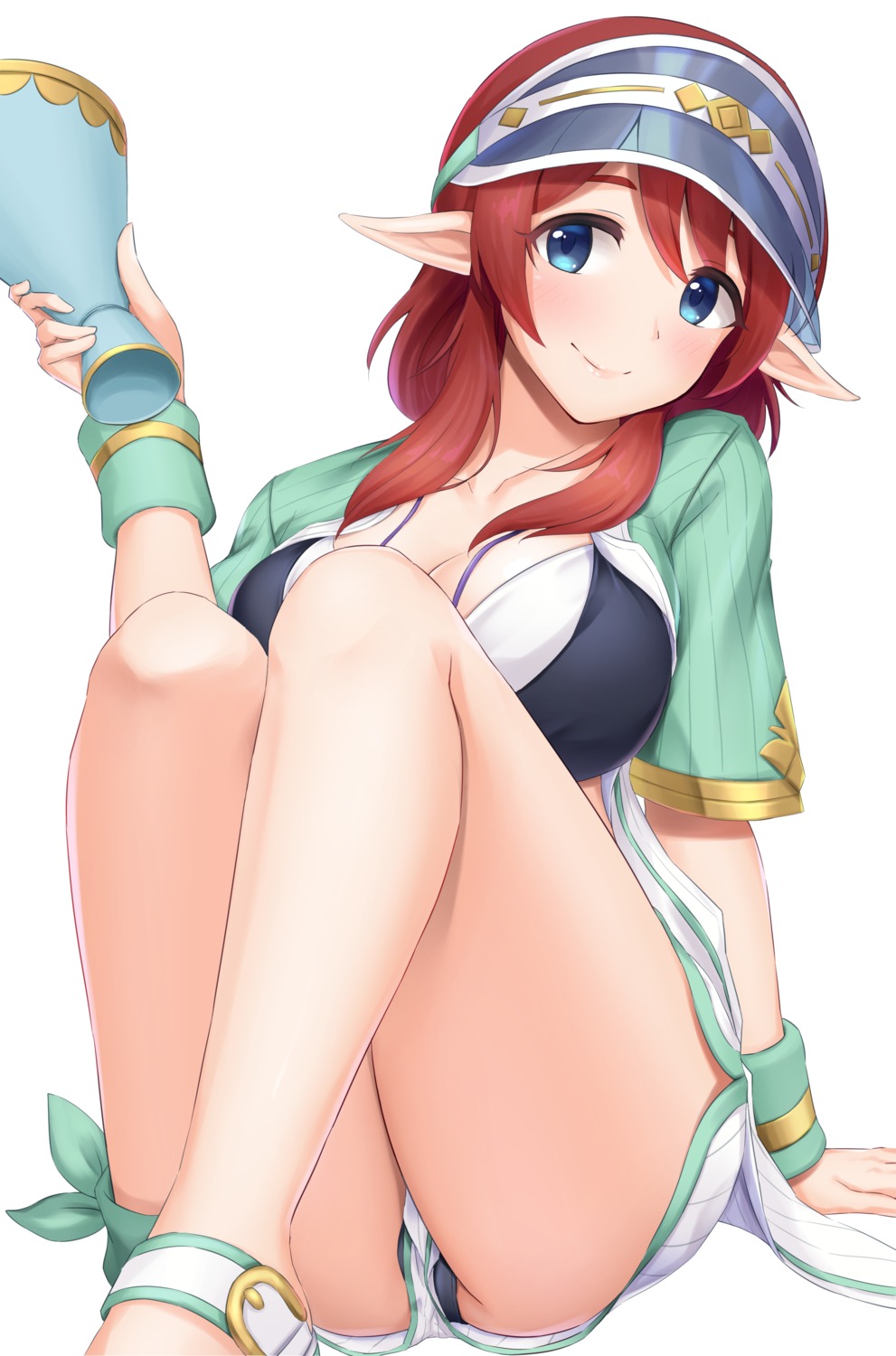 aikawa_misato, bikini, cleavage, elf, open_shirt, pantsu, pointy_ears, princess_connect!, princess_connect!_re:dive, swimsuits, tonelico1213, uniform