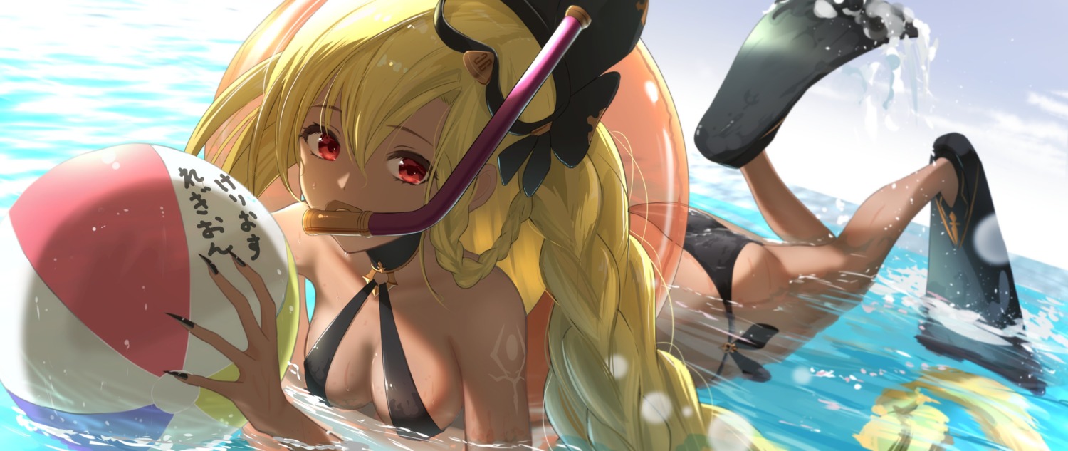 aiu_eo, ass, bikini, cleavage, granblue_fantasy, helel_ben_shalem, swimsuits, tattoo