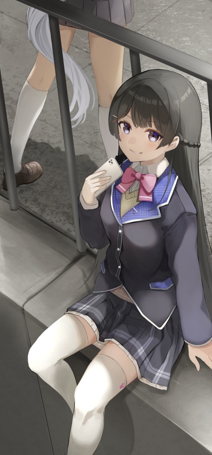 date_(mamanonamaebot), higuchi_kaede, nijisanji, seifuku, sweater, thighhighs, tsukino_mito