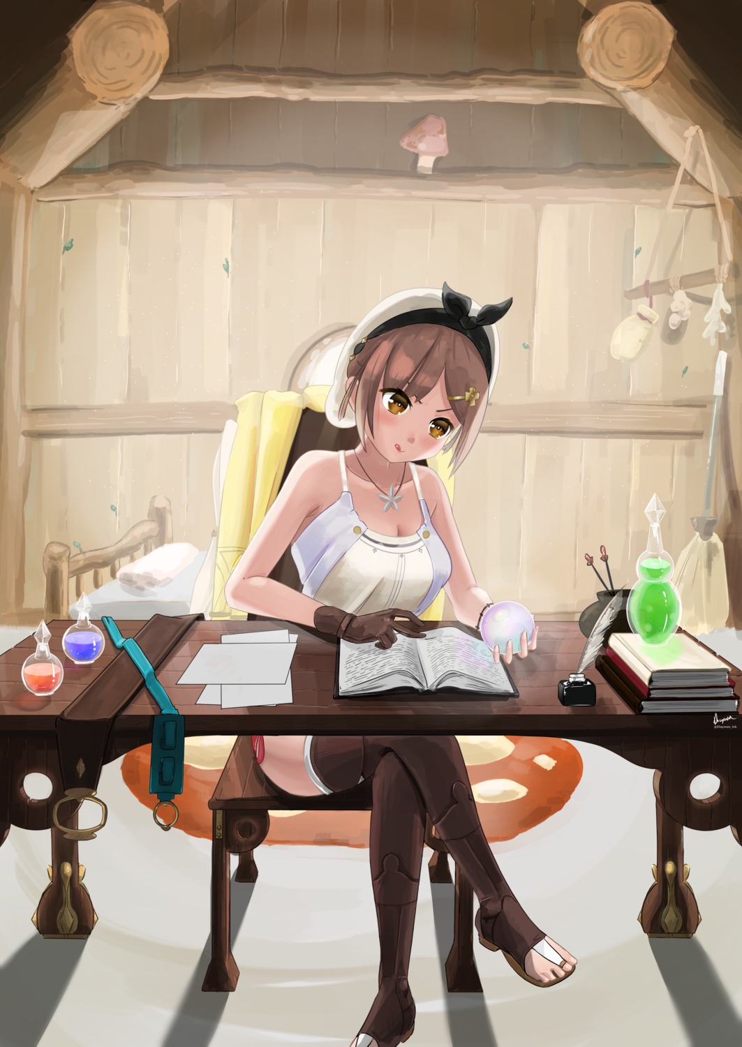 atelier, atelier_ryza, cleavage, khayman, reisalin_stout, thighhighs