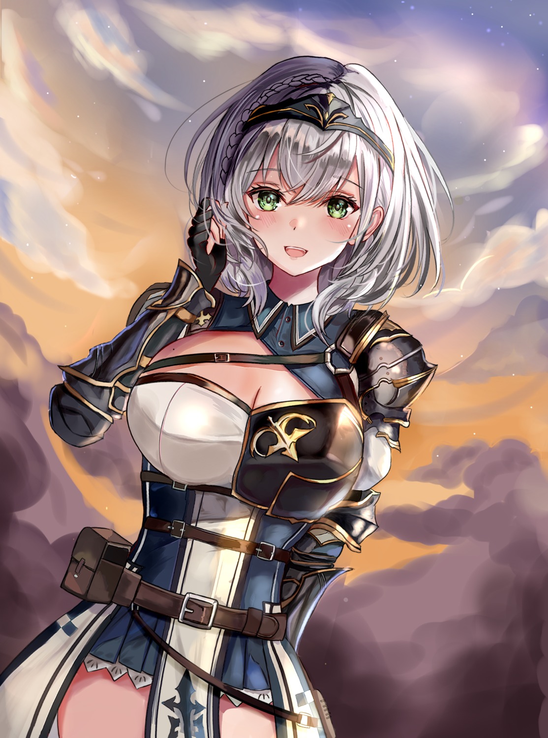 armor, cleavage, hololive, kuro_(artist), shirogane_noel