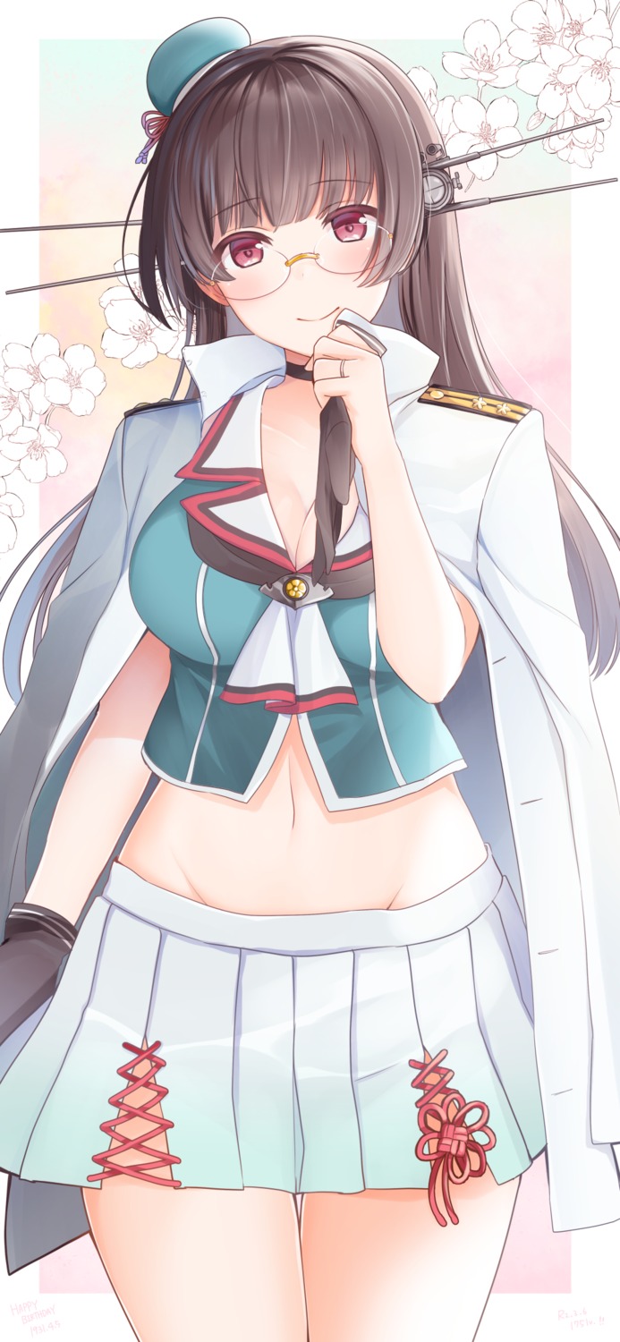choukai_(kancolle), cleavage, kantai_collection, megane, uniform, yunamaro