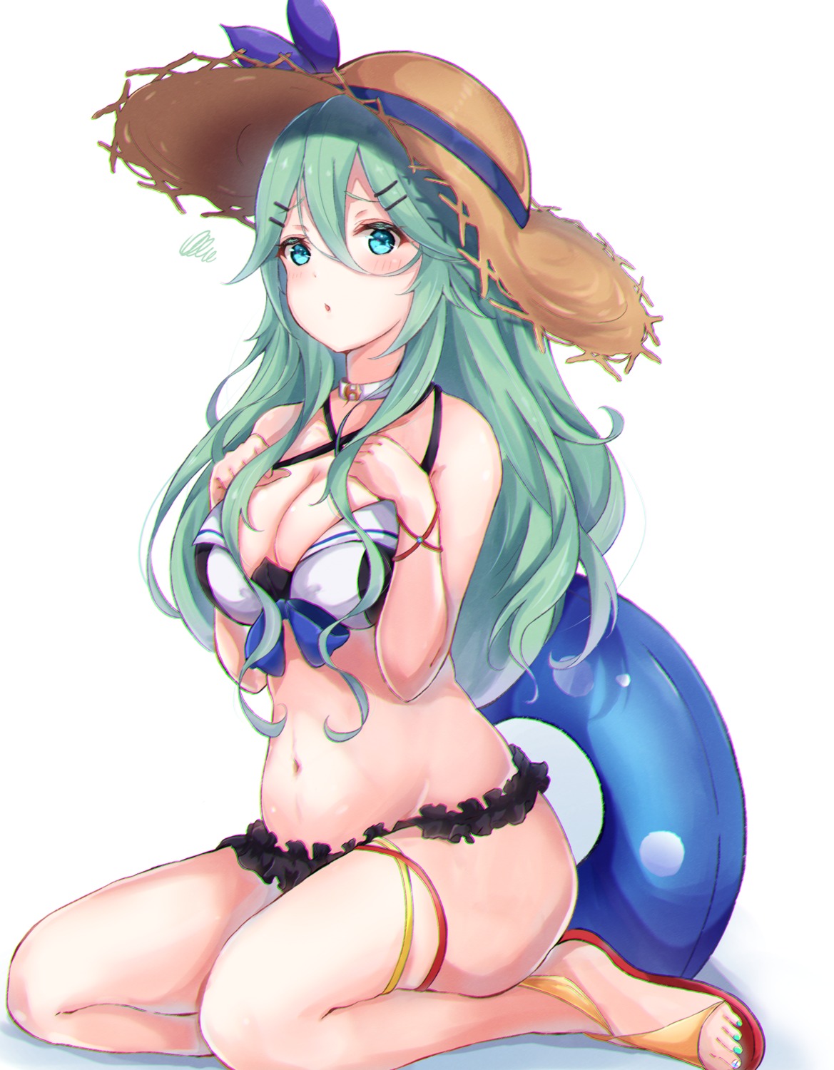 bikini, breast_hold, garter, kantai_collection, sa-ya, swimsuits, yamakaze_(kancolle)