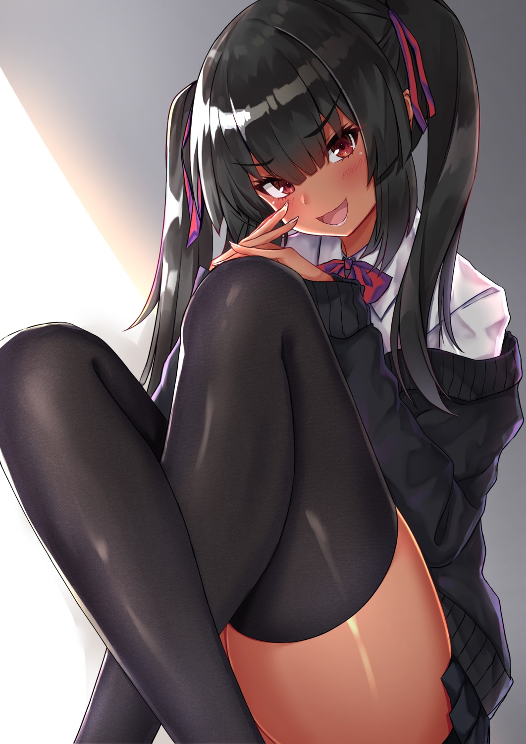 rokita, seifuku, sweater, thighhighs