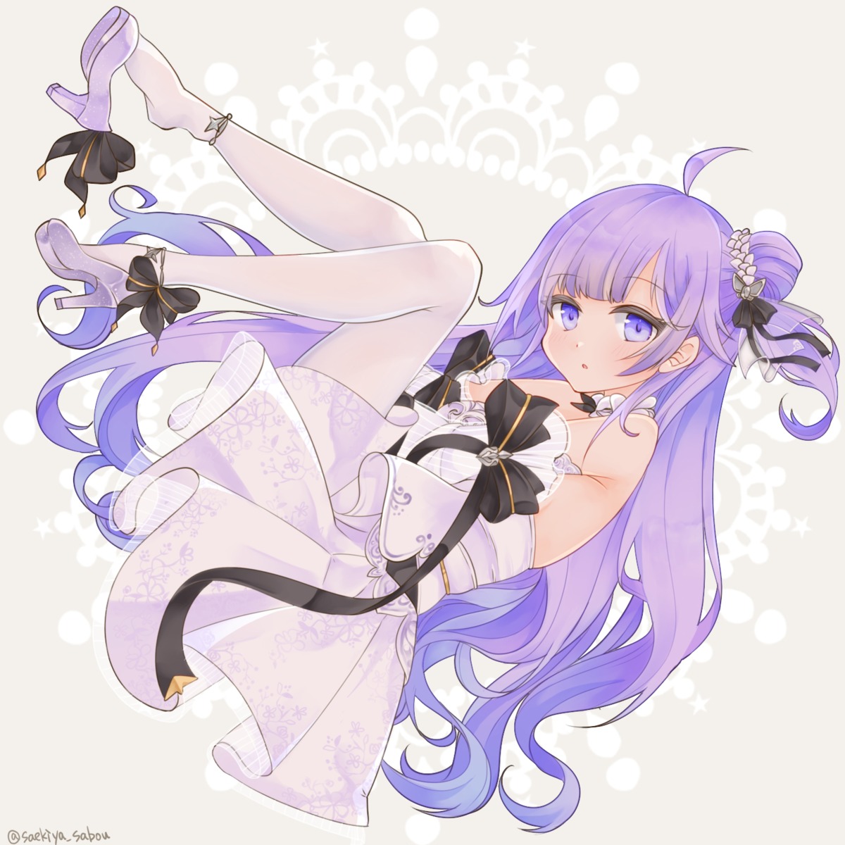 azur_lane, dress, heels, no_bra, pantyhose, saekiya_sabou, skirt_lift, unicorn_(azur_lane)