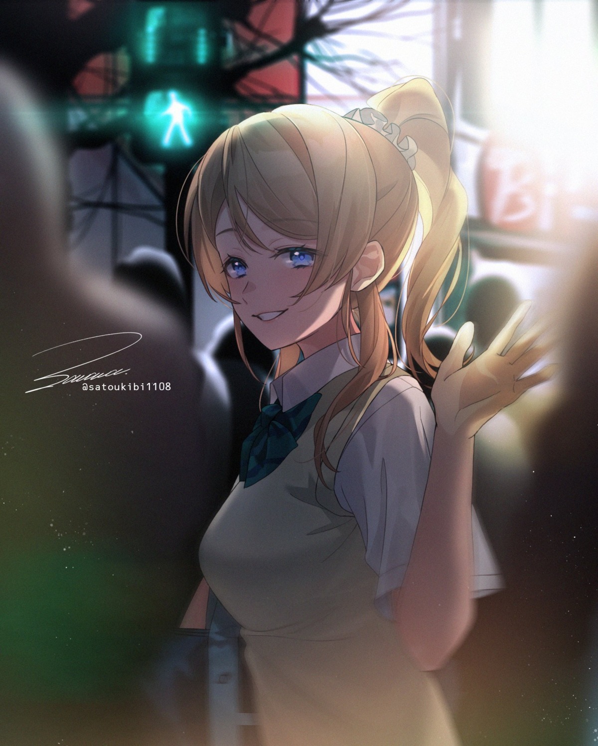 ayase_eli, love_live!, love_live!_(series), seifuku, sweater, zawawa_(satoukibi1108)