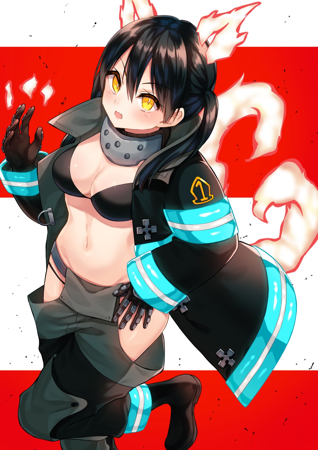 bikini, enen_no_shouboutai, open_shirt, shelty_(childcatshiorin), swimsuits, tamaki_kotatsu