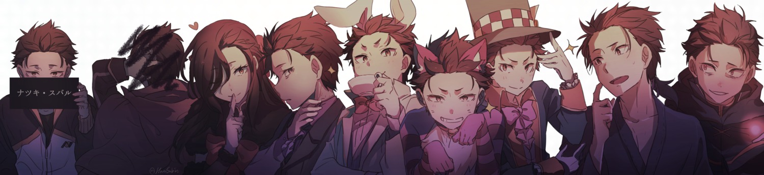 alice_in_wonderland, animal_ears, bunny_ears, business_suit, cheshire_cat, cosplay, dress, genderswap