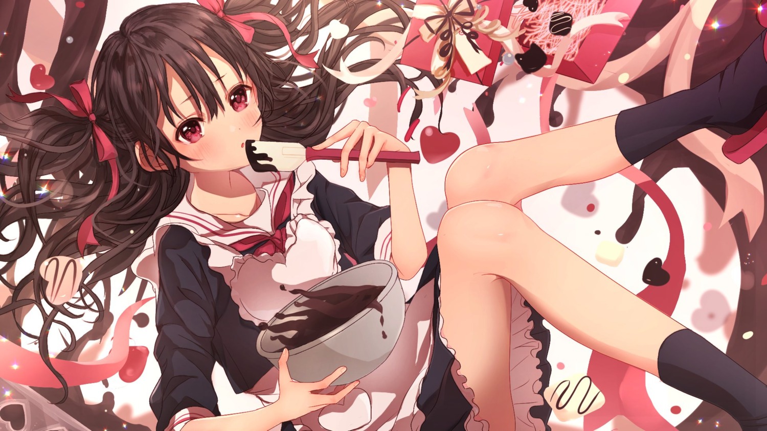 peach_punch, seifuku, skirt_lift, valentine, wallpaper