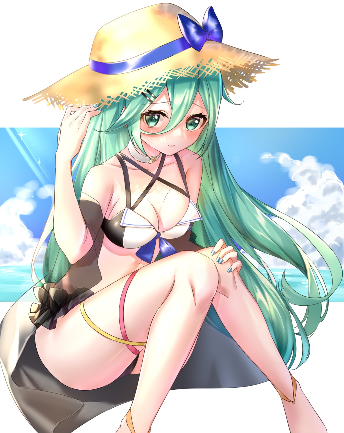 bikini, kantai_collection, rukinya_(nyanko_mogumogu), swimsuits, yamakaze_(kancolle)