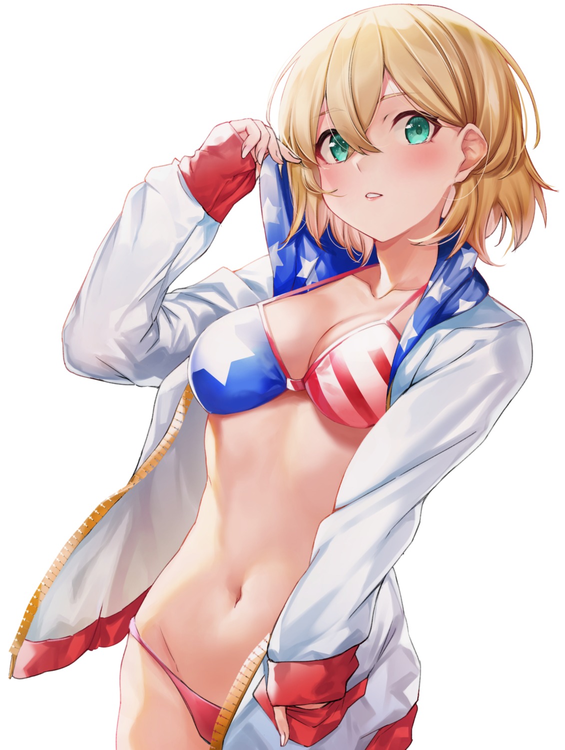 bikini, cleavage, hachiroku_(hatirokusann86), kanojo_okarishimasu, nanami_mami, open_shirt, swimsuits