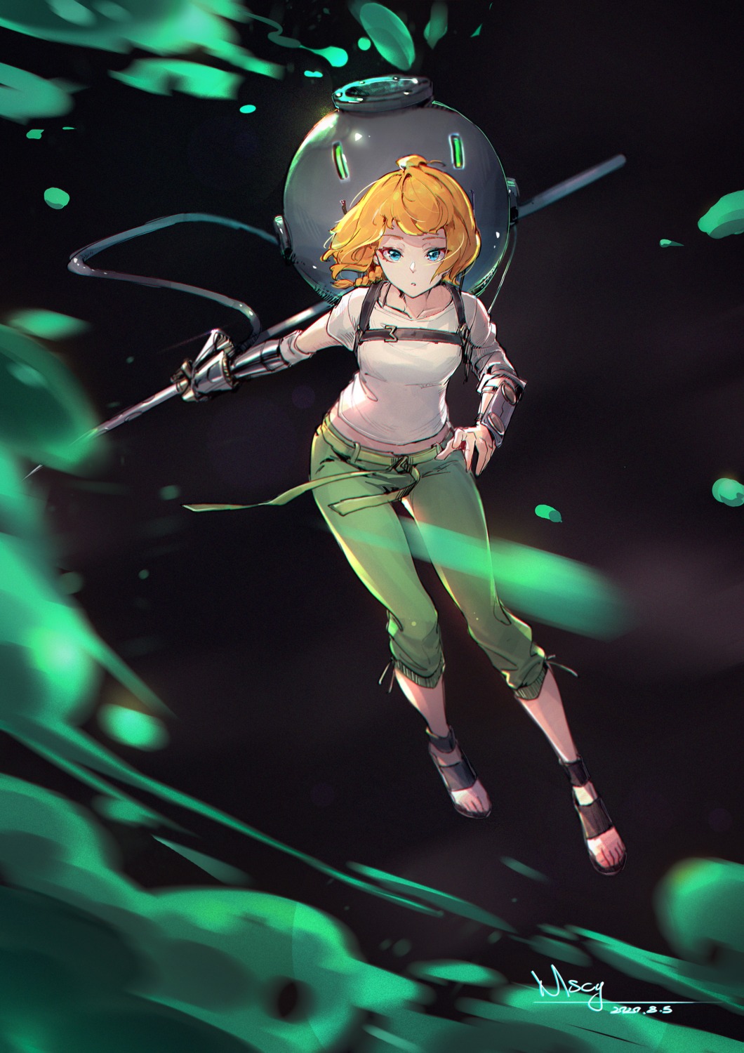 armor, deca_dence, miyama_tsubaki_me, natsume_(deca_dence), sword, torn_clothes