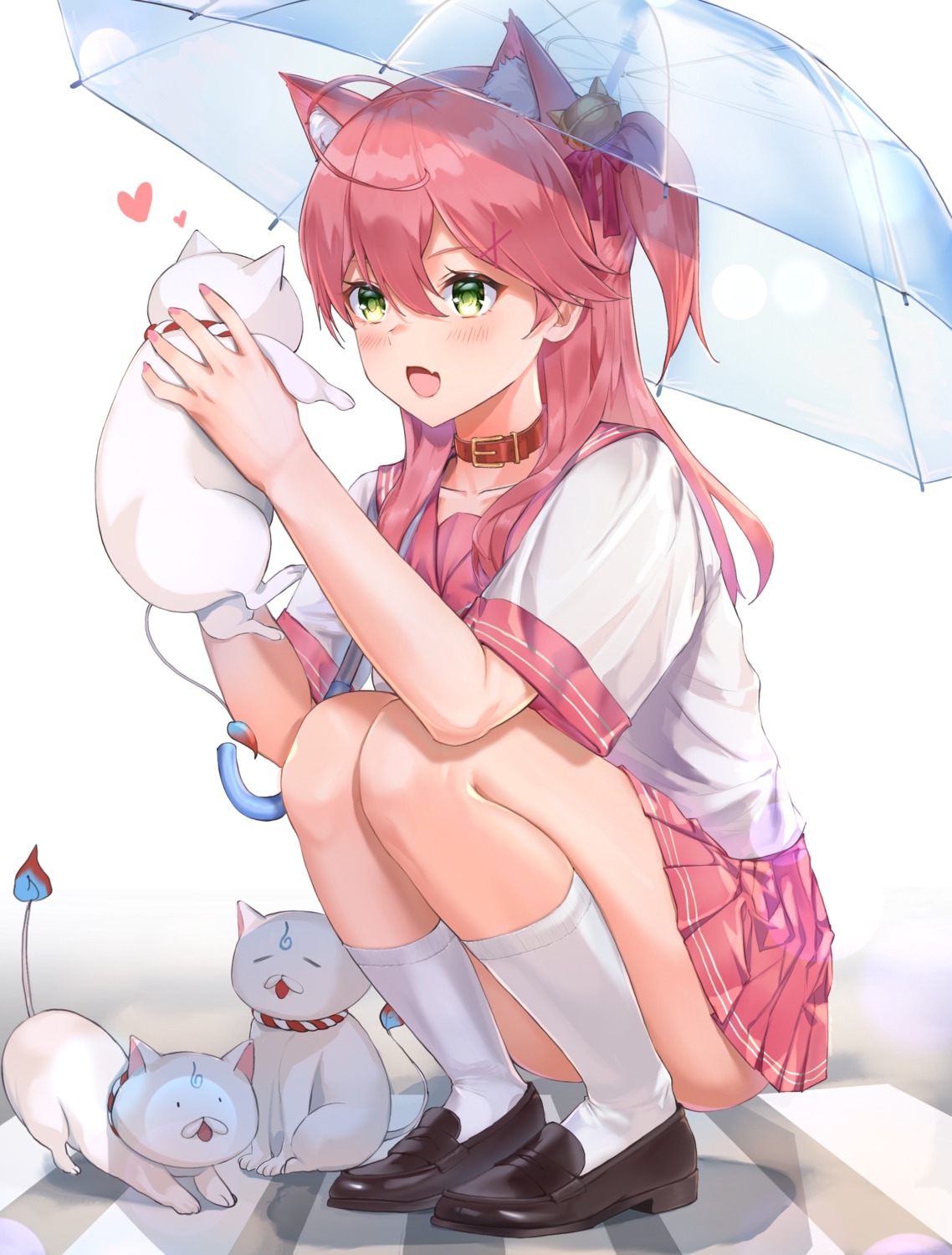 animal_ears, hololive, lims_(neko2lims), neko, nekomimi, sakura_miko, seifuku, skirt_lift