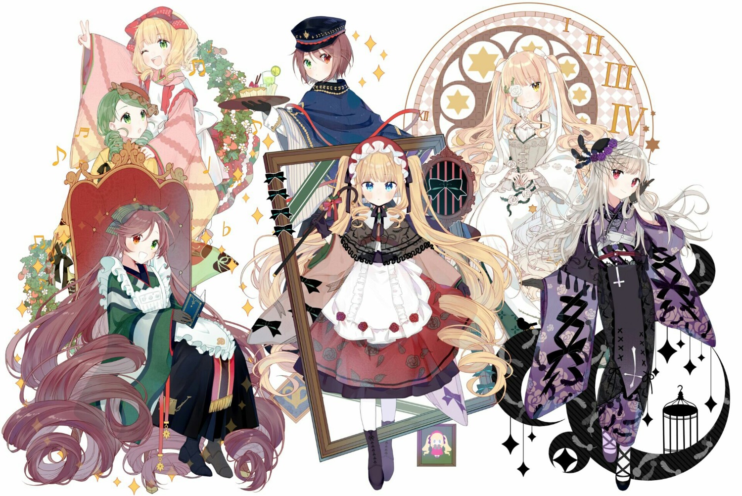 chibi, dress, eyepatch, gothic_lolita, heels, heterochromia, hinaichigo, kakami_(pixiv7616827)