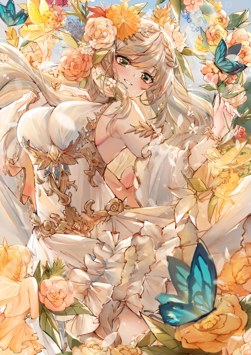 dress, fairy, no_bra, ryuuji_teitoku, skirt_lift, wings
